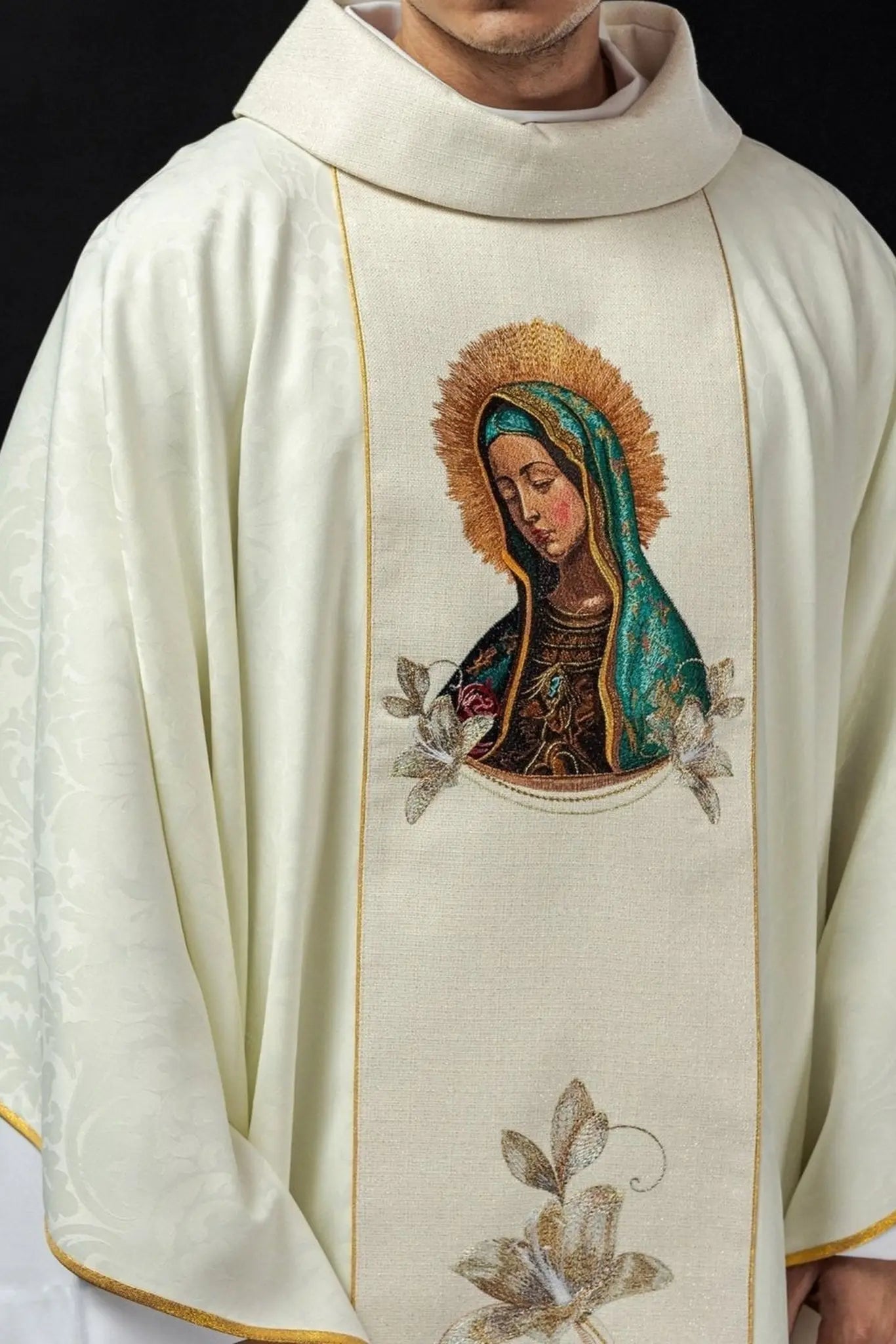 Embroidered chasuble with the image of Our Lady of Guadalupe