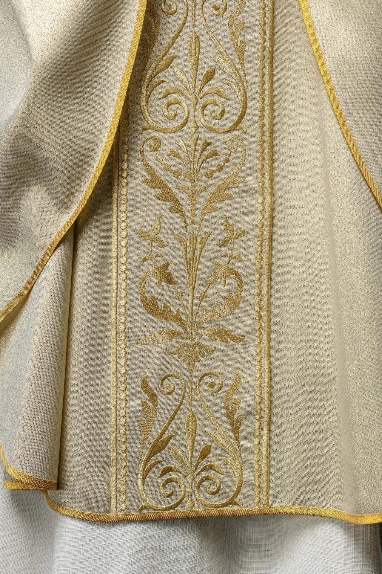 Liturgical chasuble with ornate gold embroidered belt