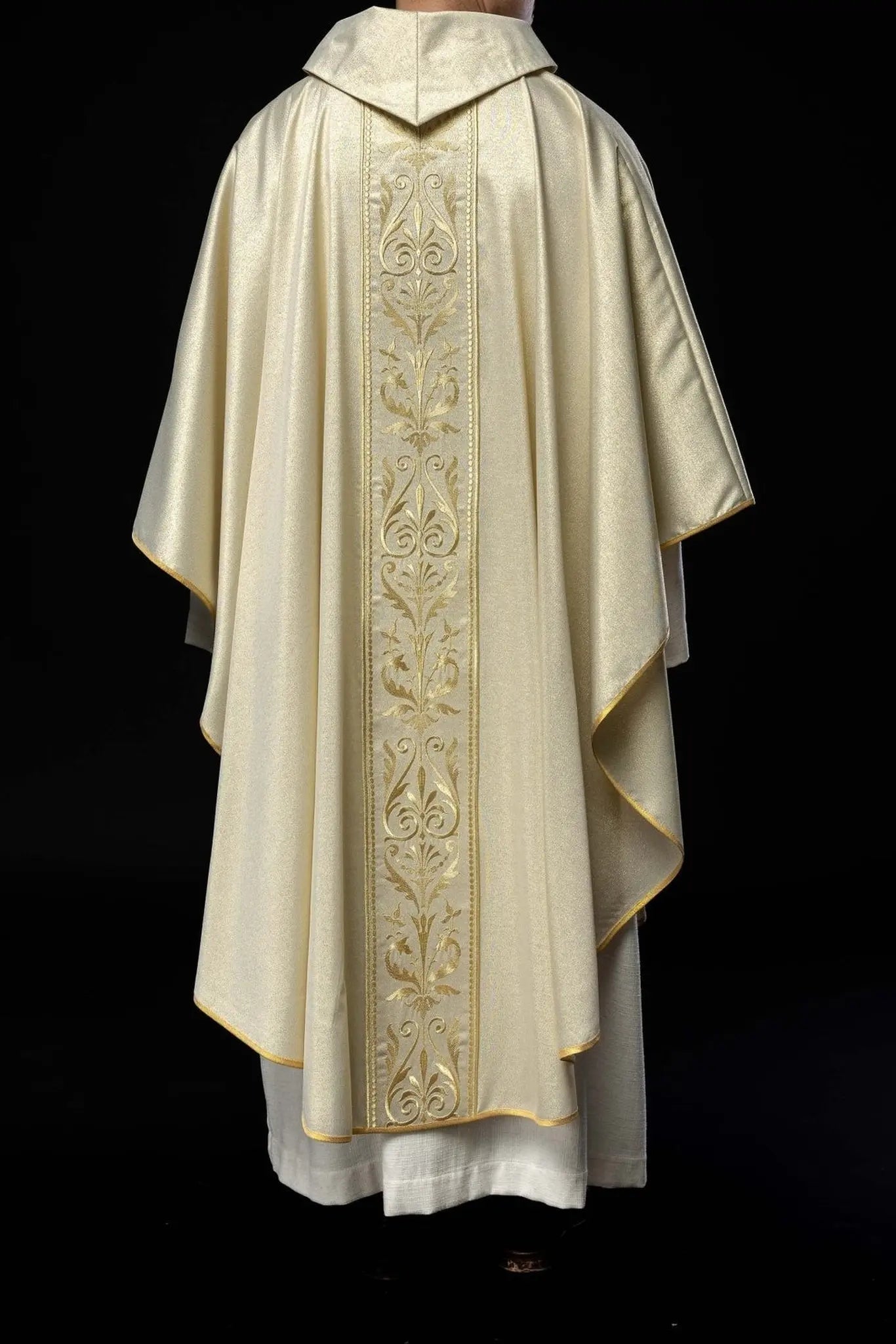 Liturgical chasuble with ornate gold embroidered belt