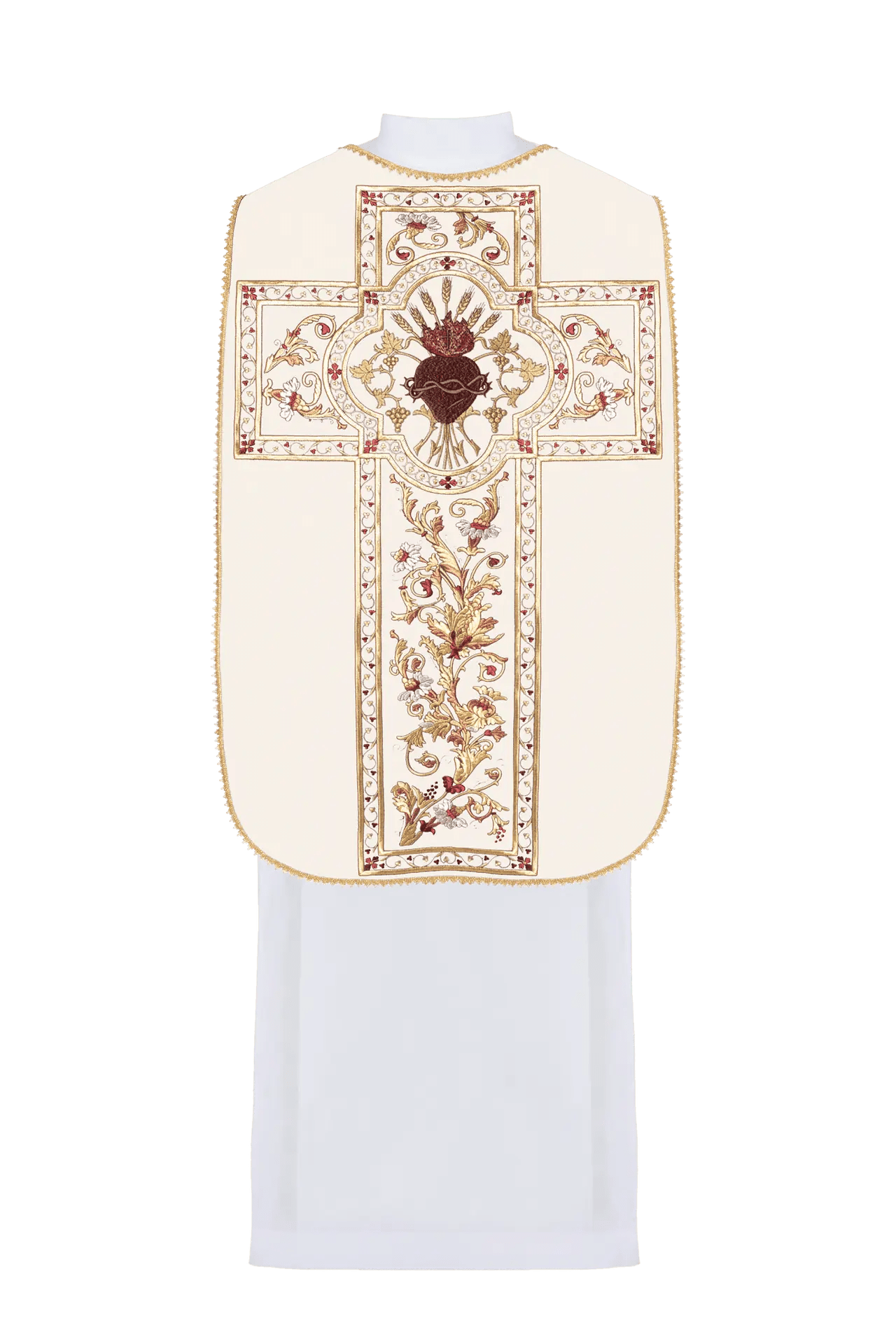 Chasuble romaine brodée avec le Cœur de Jésus-Christ