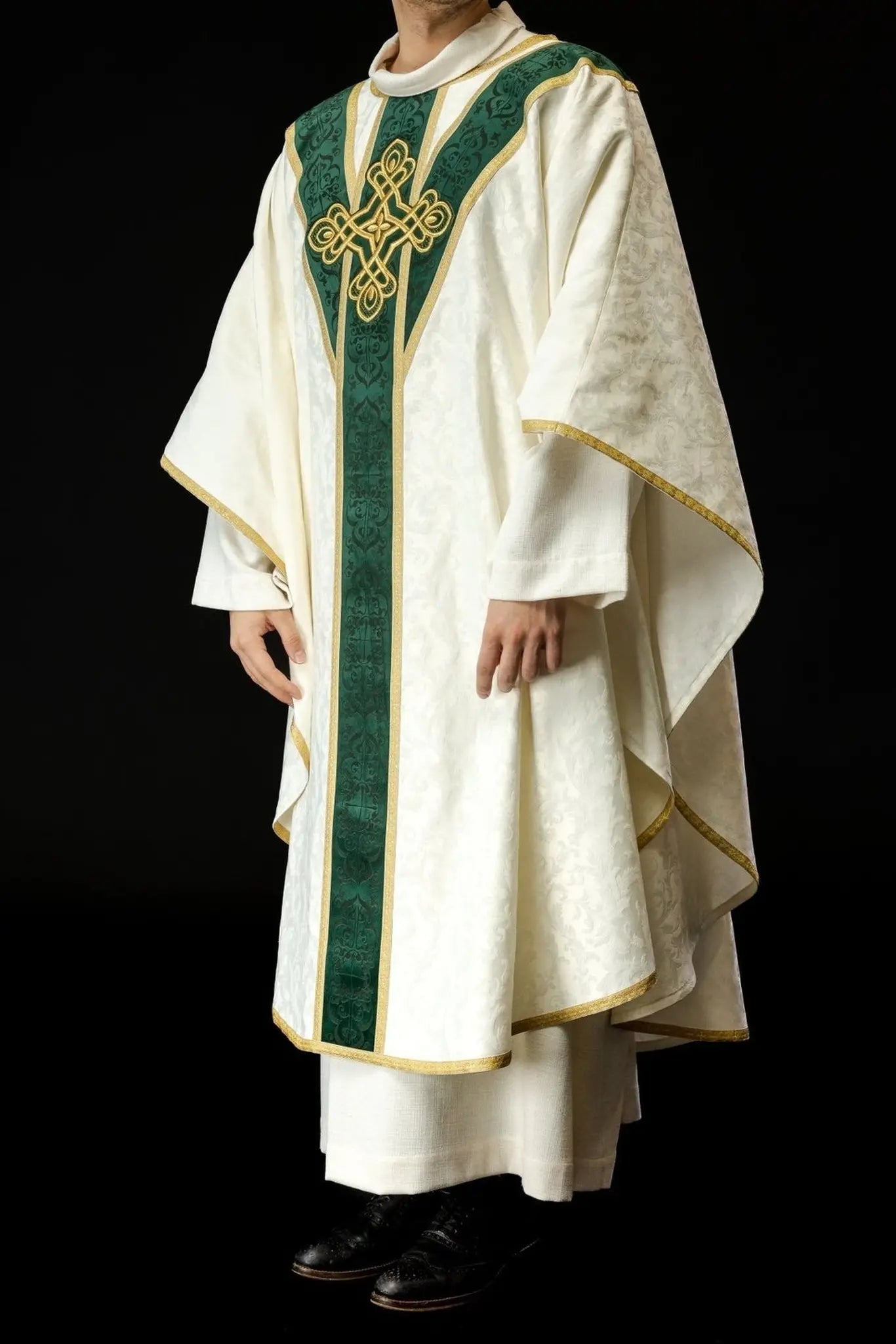 Handmade Chasuble with Velvet Band and Natural Stones – Collection 7007