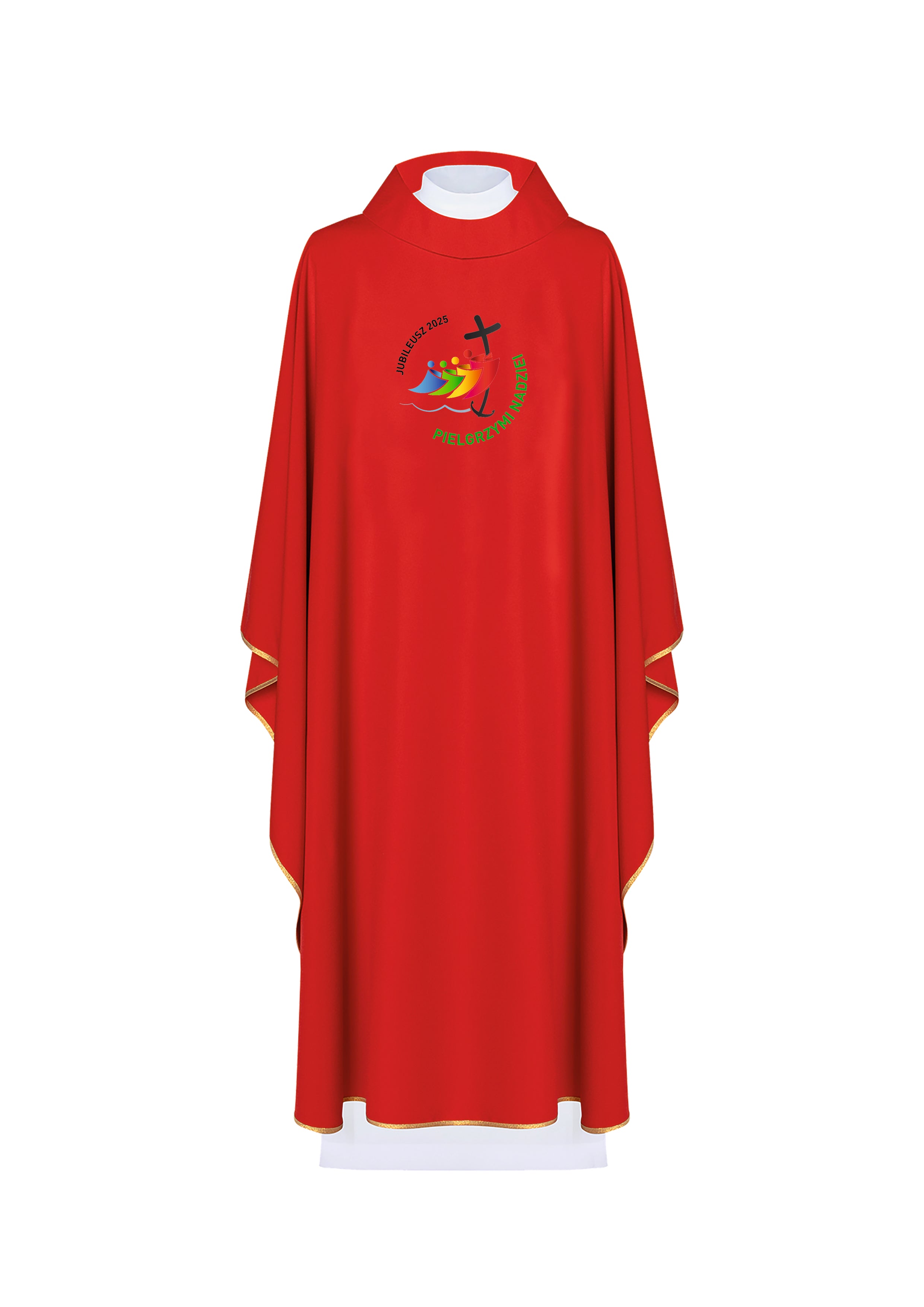 Chasuble avec broderie JUBILEE ROME 2025 en rouge (EN POLONAIS)