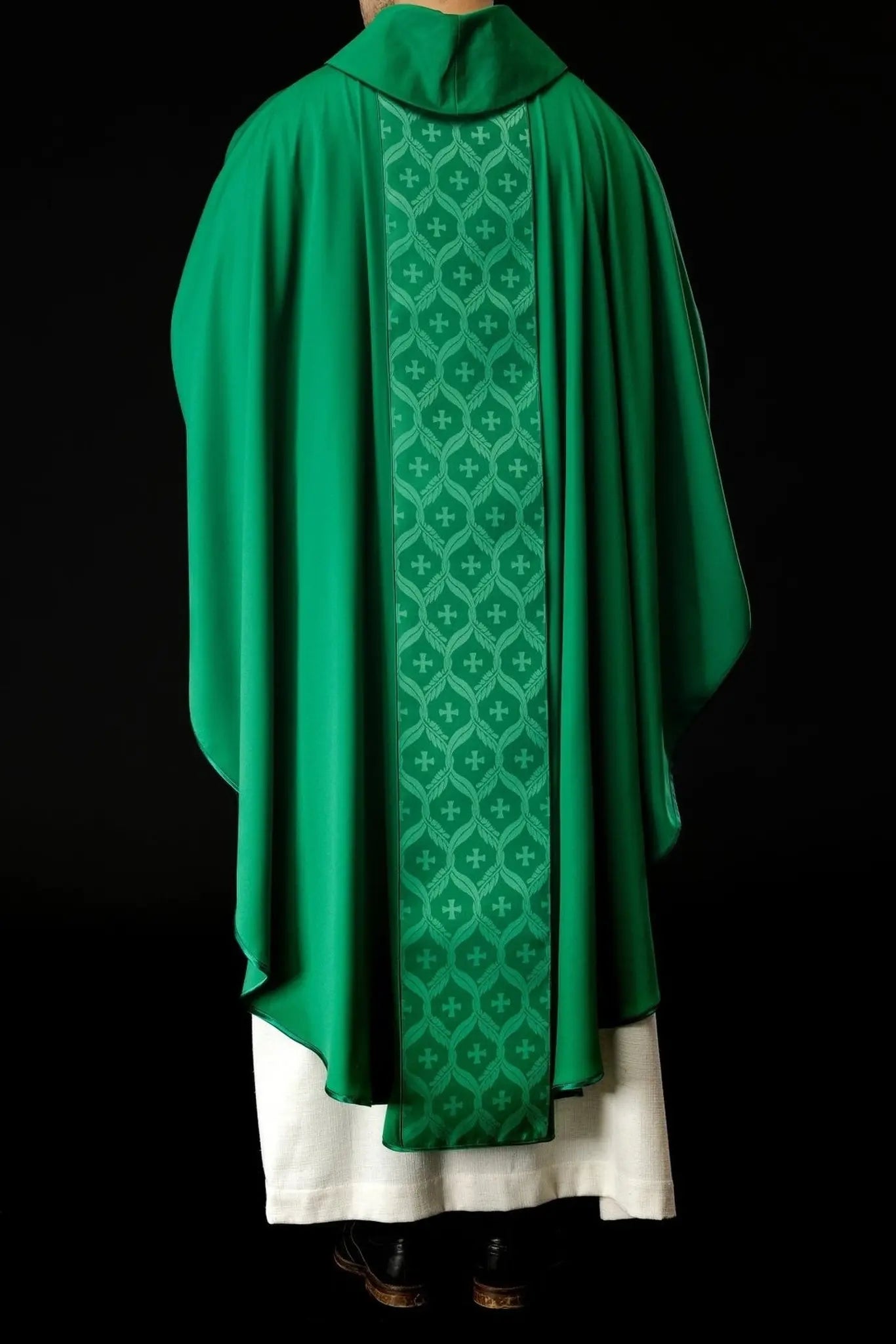 Green Chasuble with Jacquard Cross Band