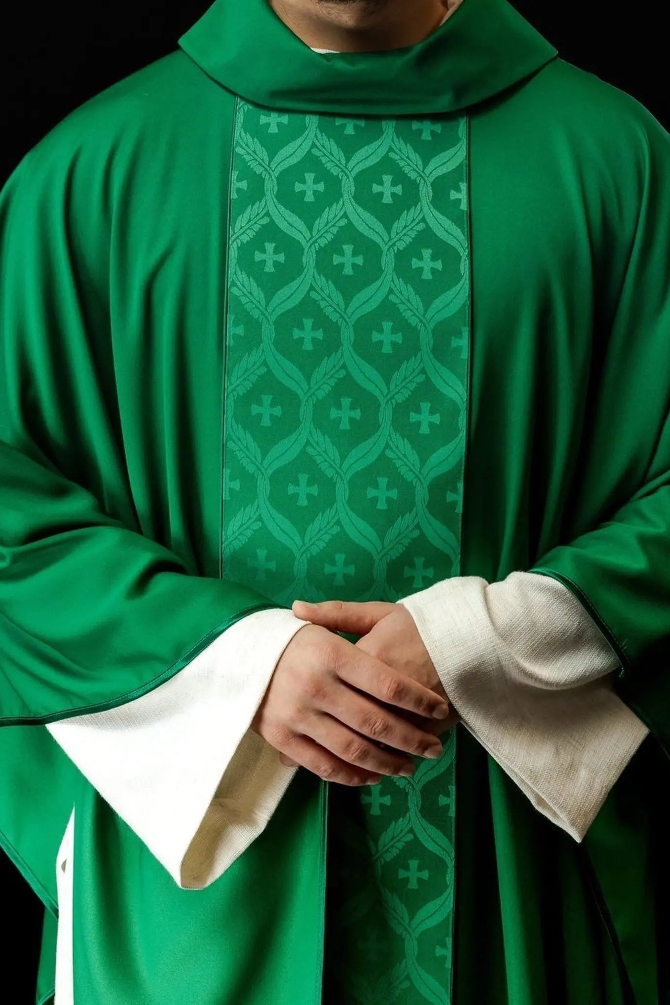 Green Chasuble with Jacquard Cross Band