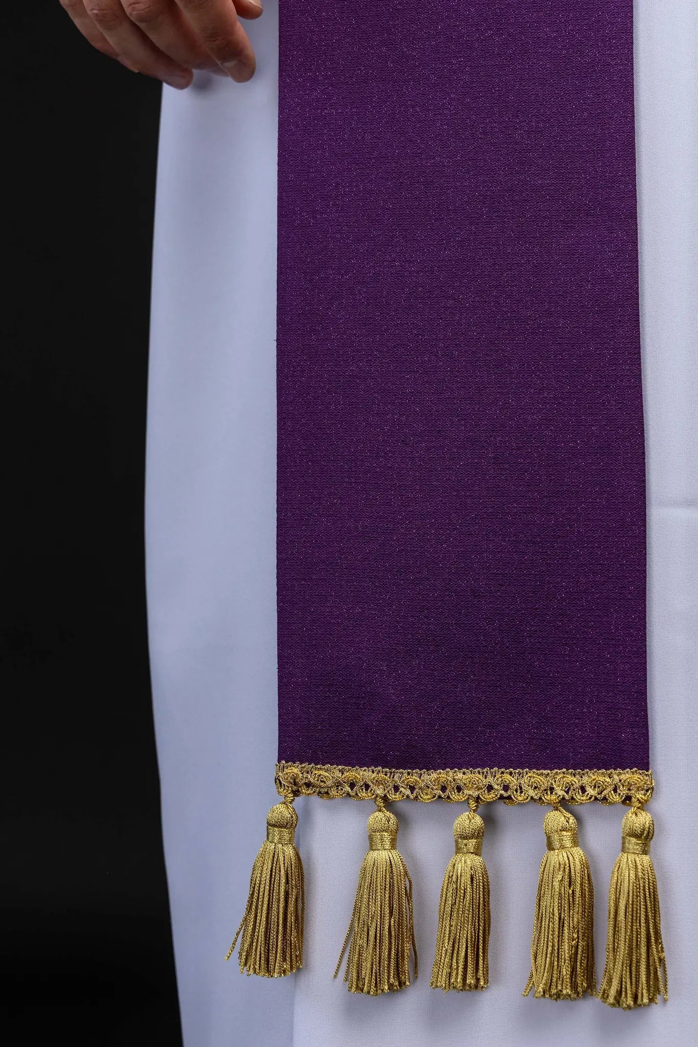 Purple Advent Stole with IHS and Advent Candle Embroidery - HAFTINA ATELIER