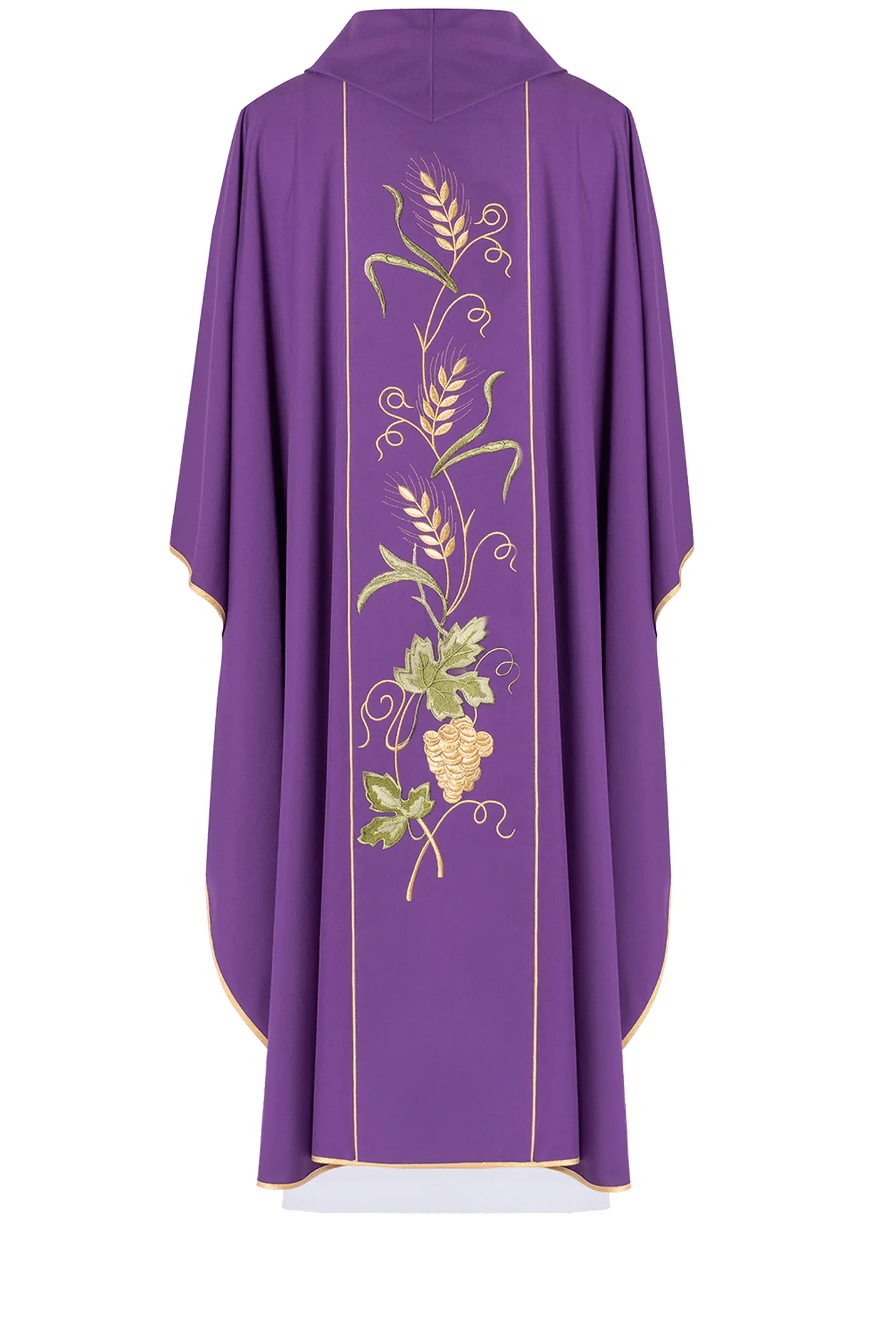 Purple chasuble on belt with embroidery of IHS, ears and grapes - HAFTINA ATELIER