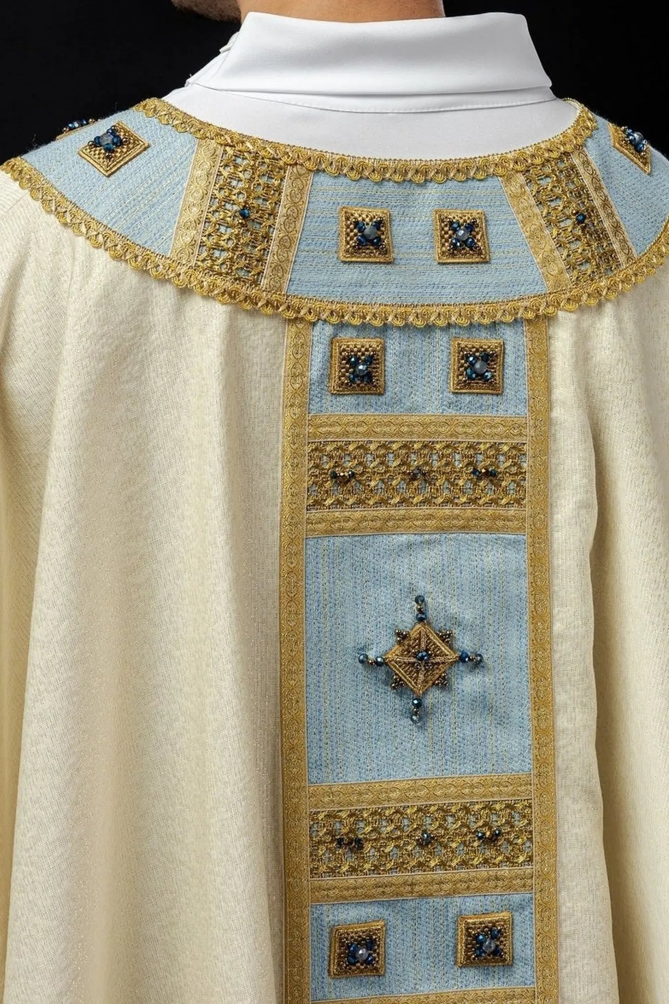 Handmade Marian Chasuble with Natural Stones – Handmade 7004 Collection