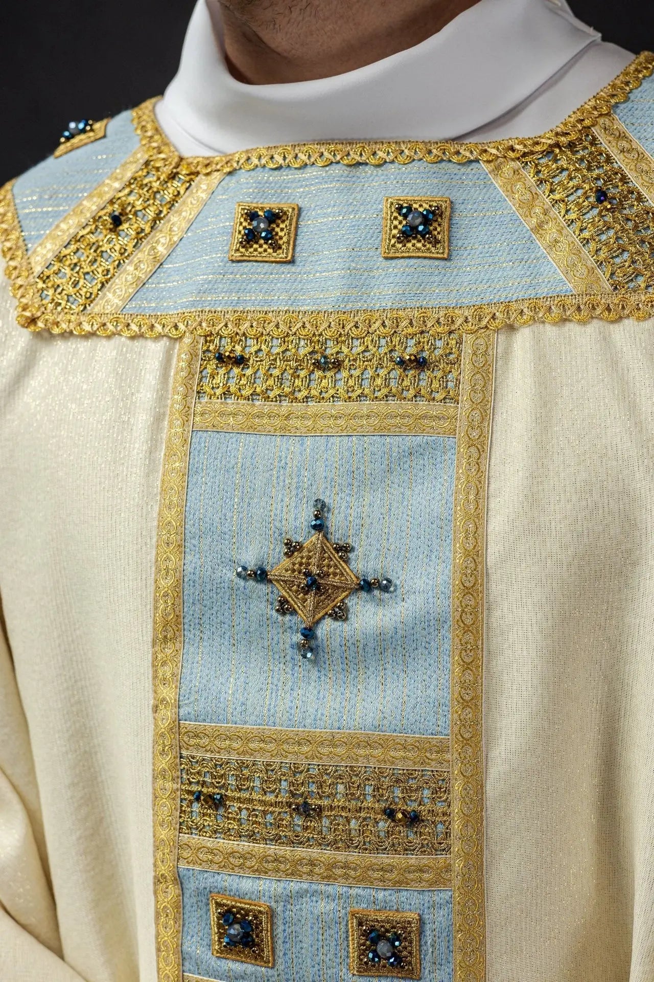 Handmade Marian Chasuble with Natural Stones – Handmade 7004 Collection