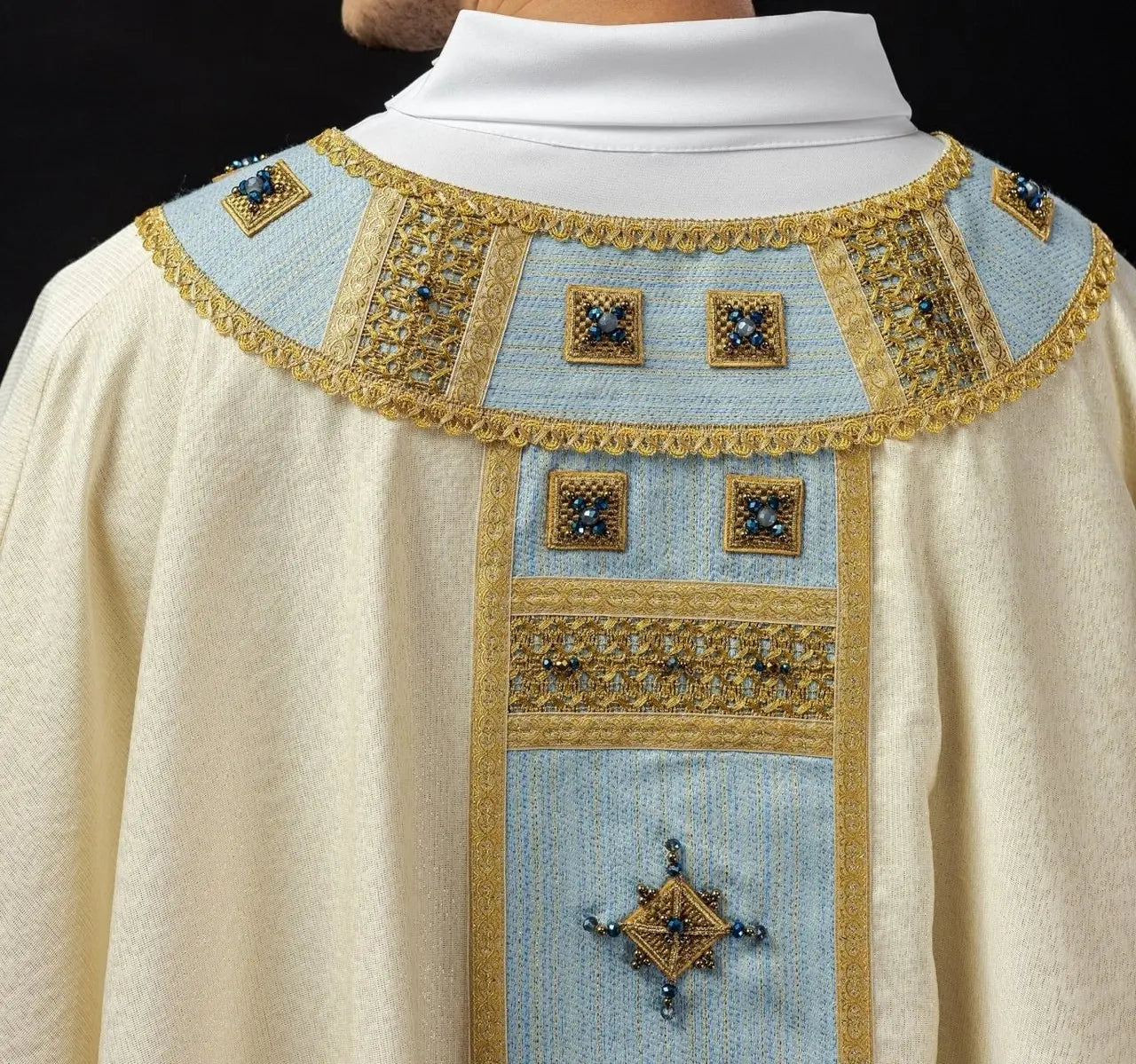 Handmade Marian Chasuble with Natural Stones – Handmade 7004 Collection