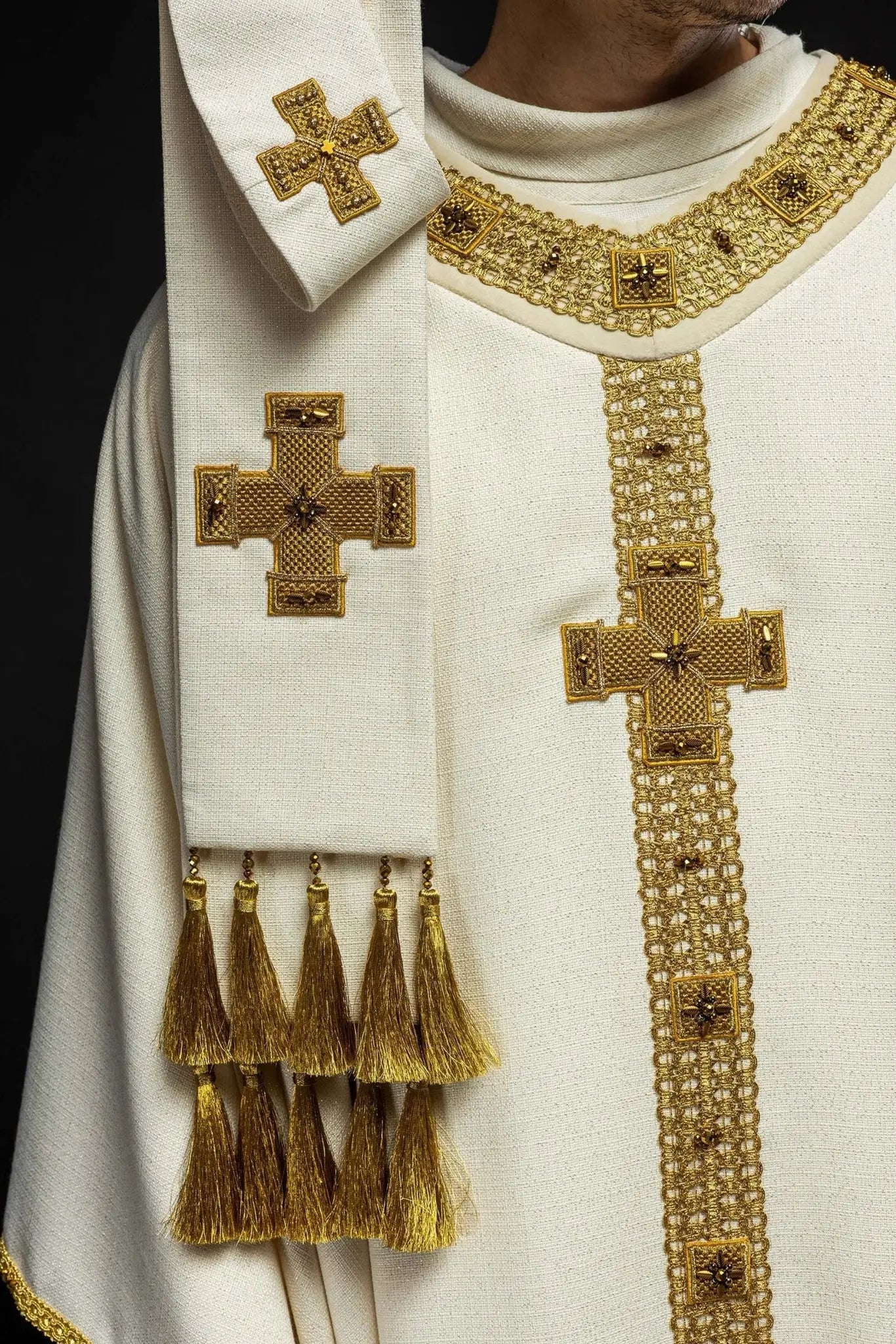 Handcrafted Chasuble with Natural Stones – Handmade Collection 7002