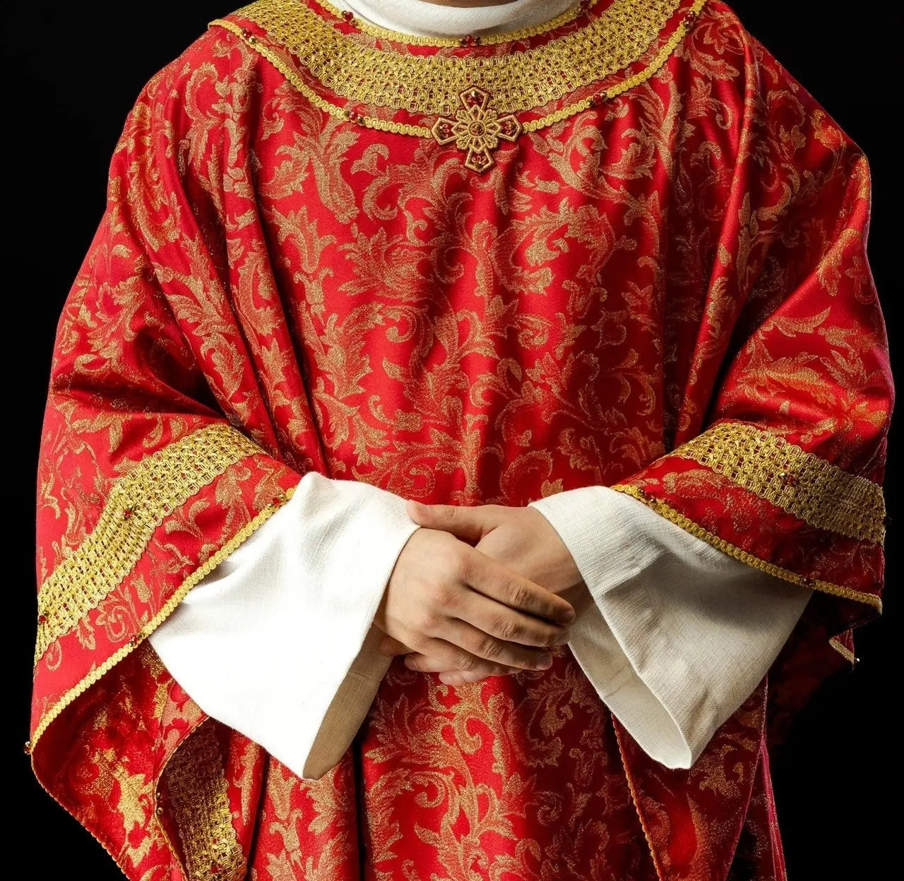 Handmade Red Chasuble with Natural Stones – Handmade Collection 7010