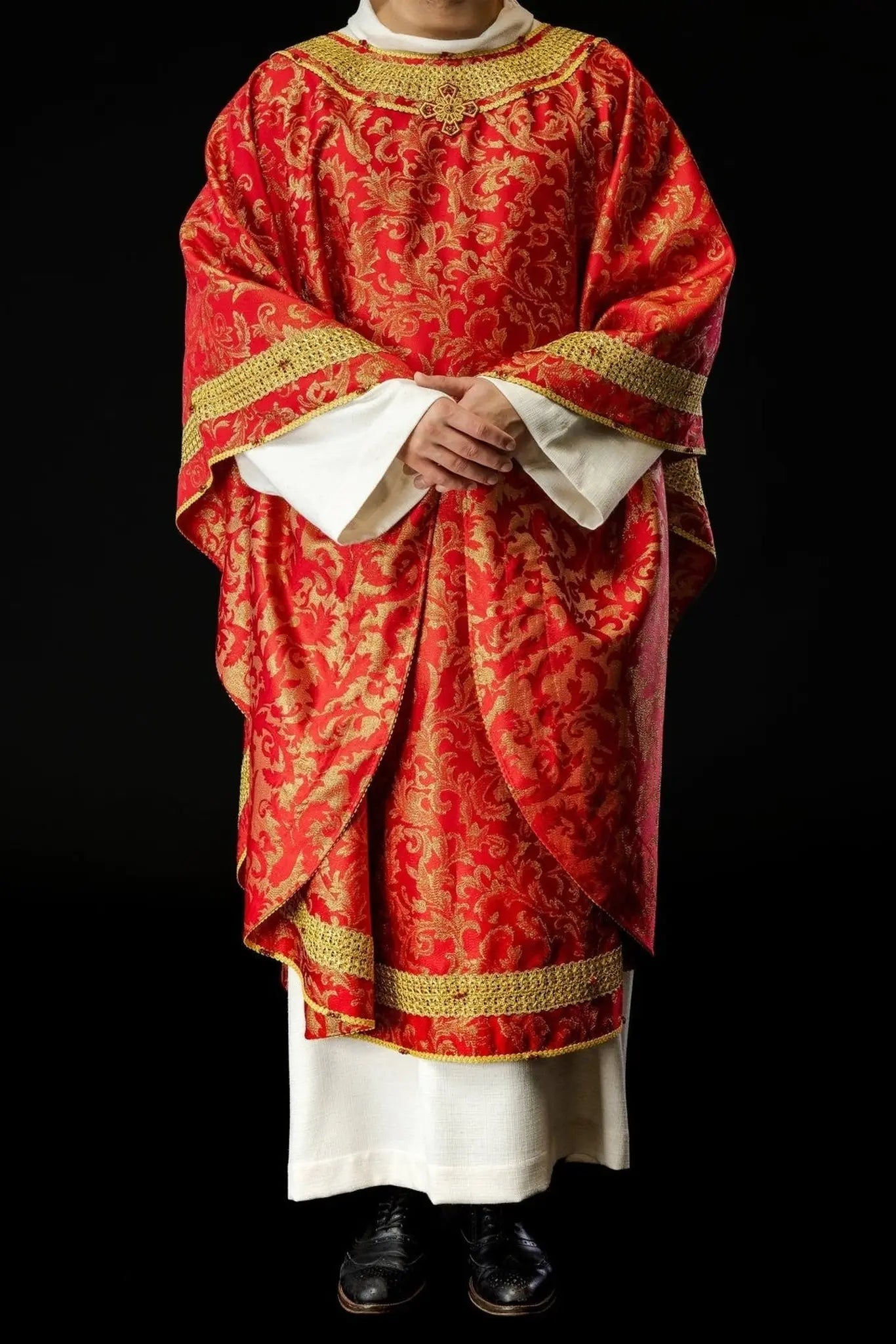 Handmade Red Chasuble with Natural Stones – Handmade Collection 7010