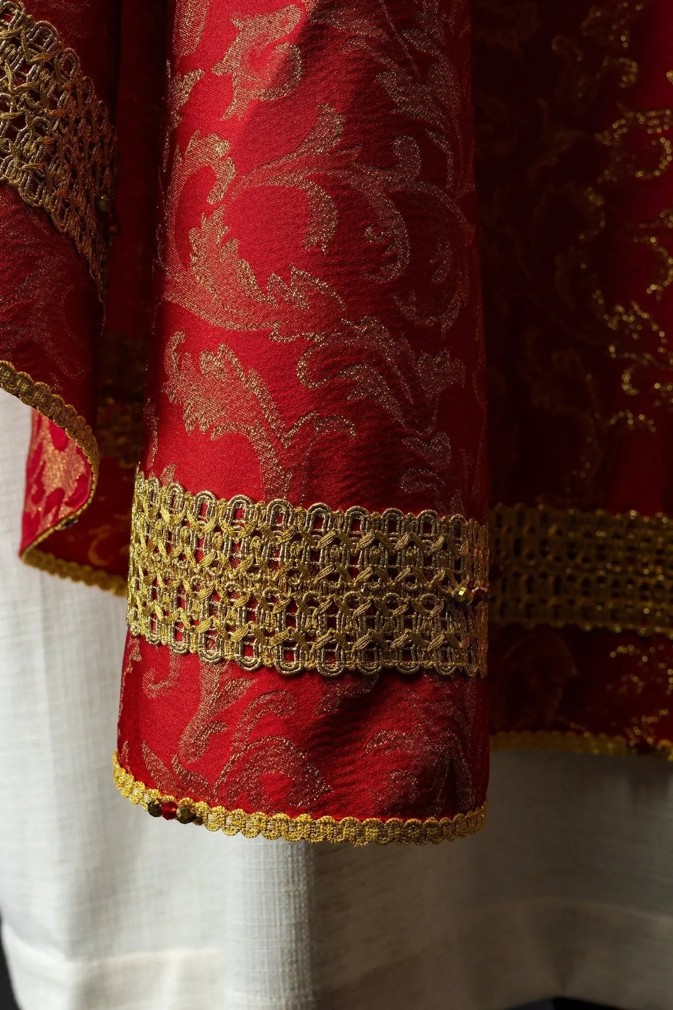 Handmade Red Chasuble with Natural Stones – Handmade Collection 7010