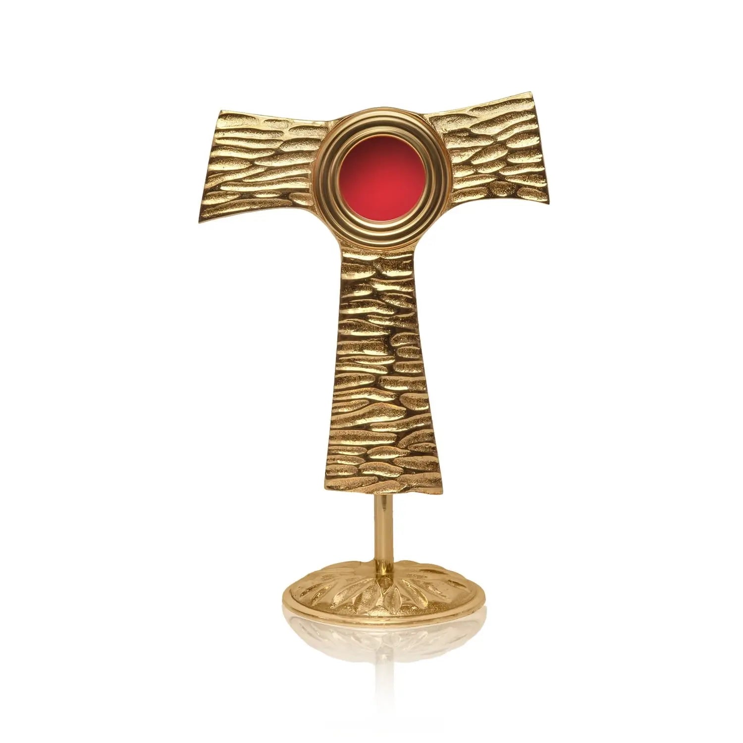 Brass Tau Cross Reliquary