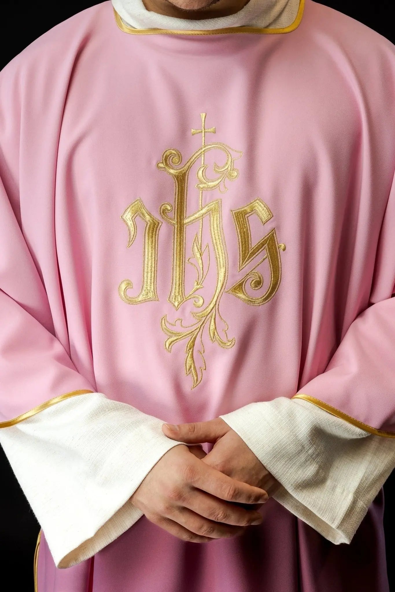 Pink IHS Embroidered Dalmatics