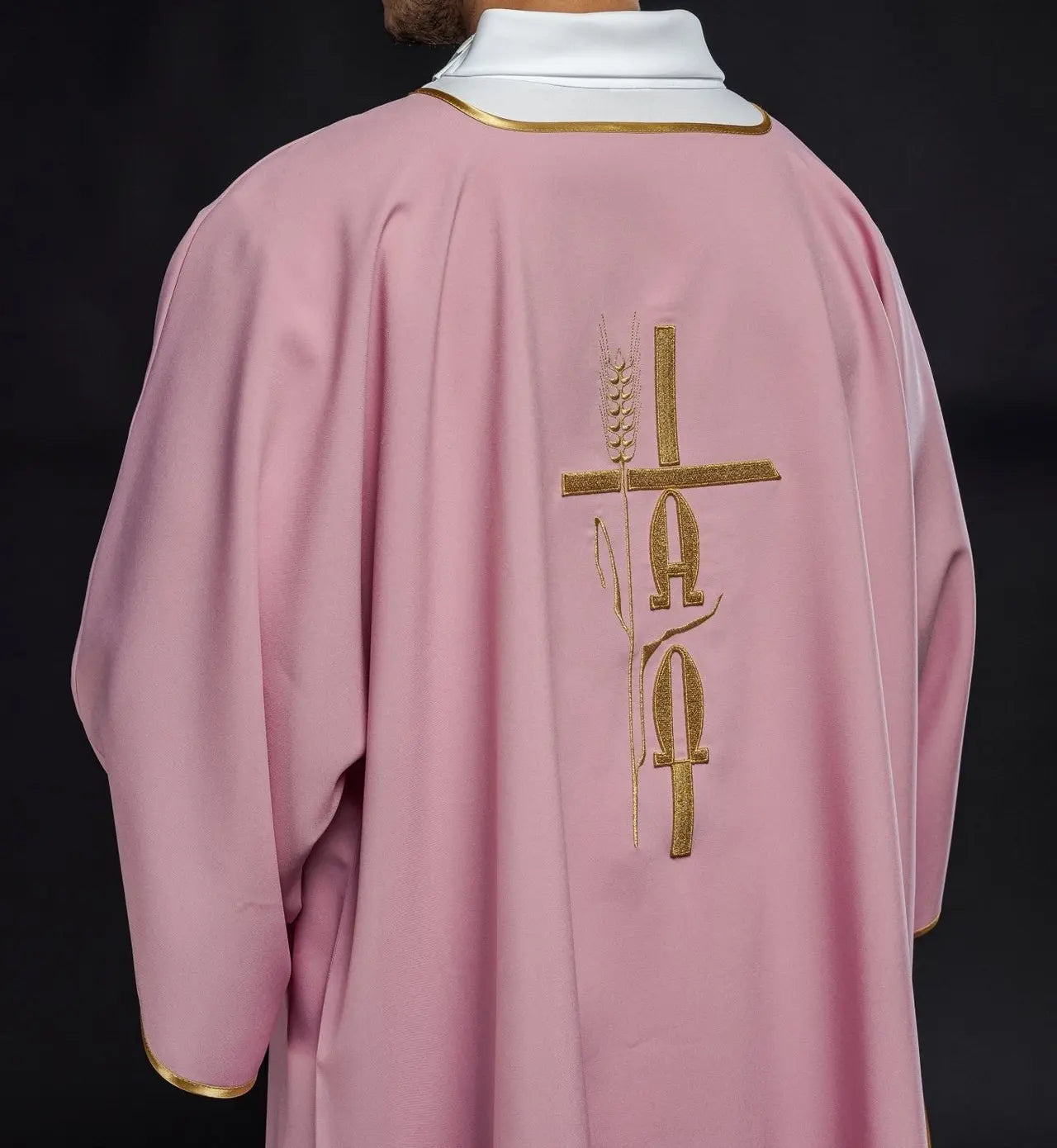 Pink Dalmatia with Alpha Omega embroidery