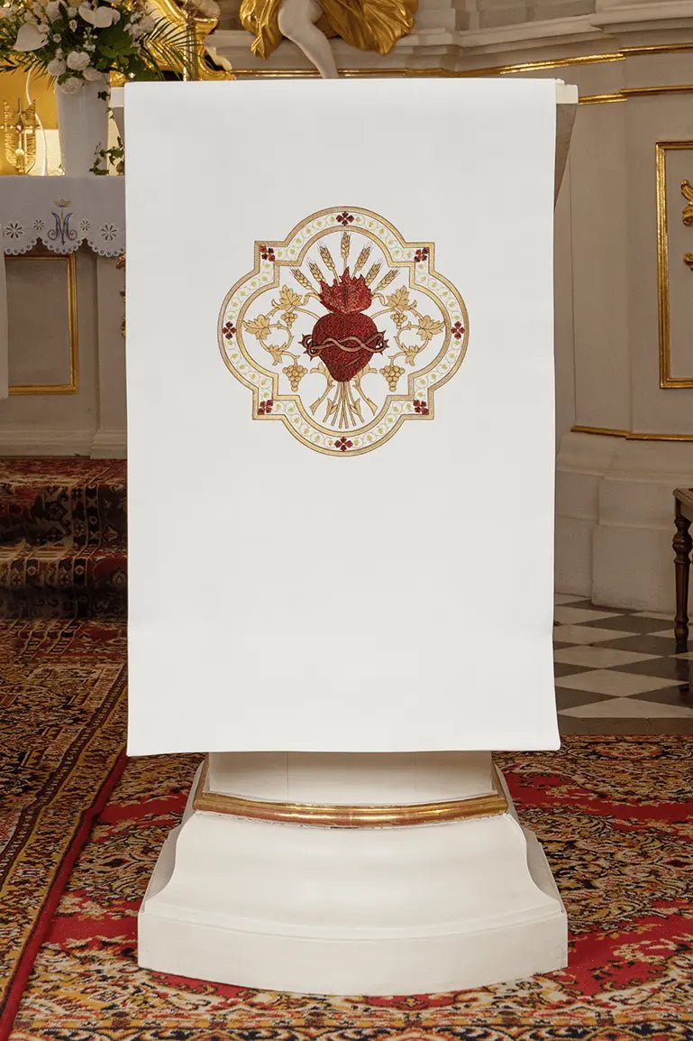 Serviette de lectionnaire brodée du Sacré-Cœur de Jésus-Christ
