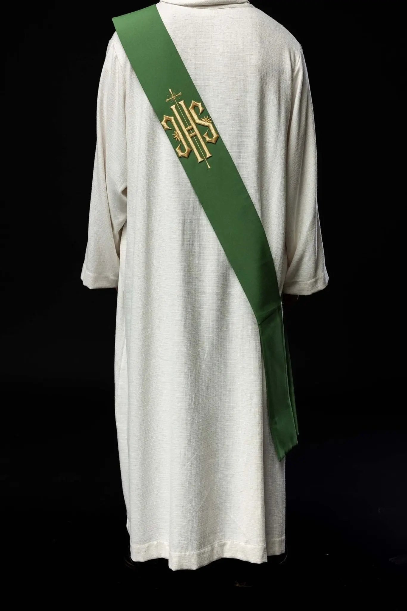 Diaconate stole embroidered IHS with Cross