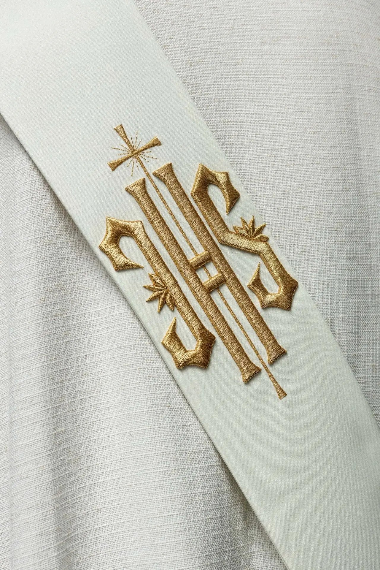 Diaconate stole embroidered IHS with Cross