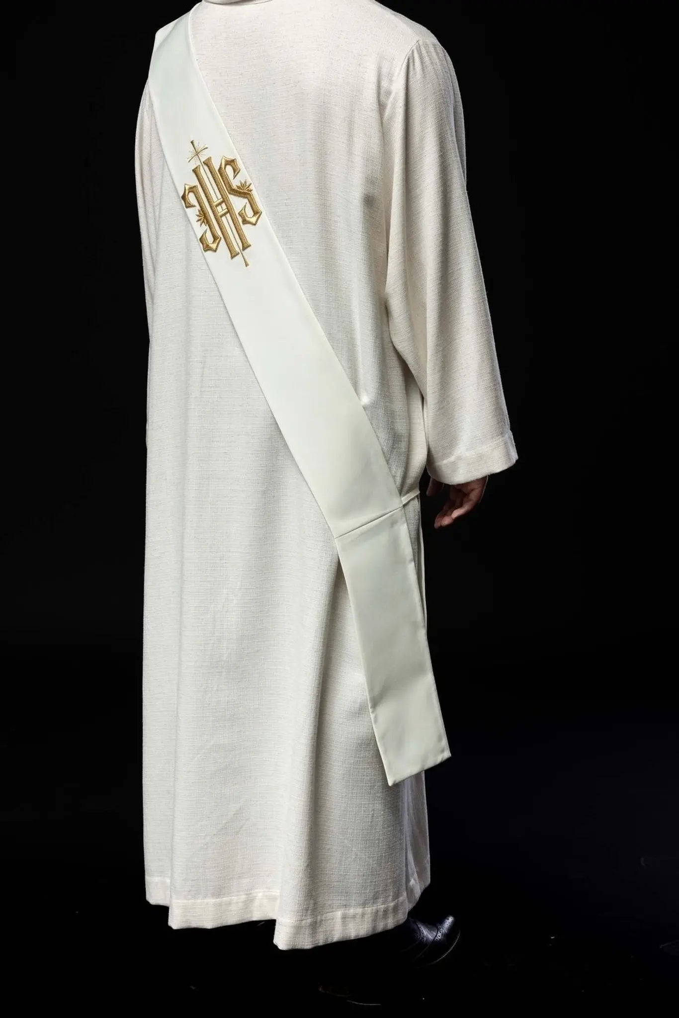 Diaconate stole embroidered IHS with Cross