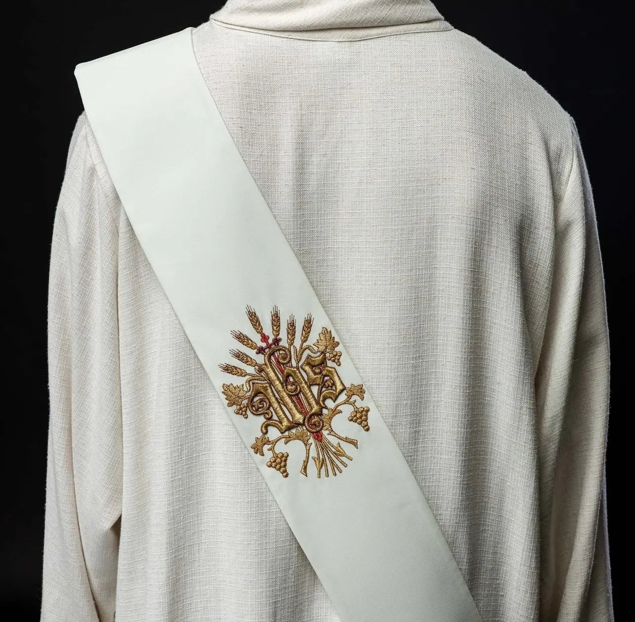 Diaconate stole with grape and cross motif