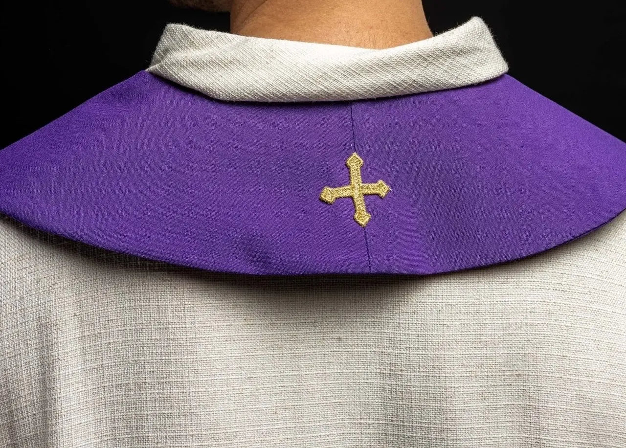 Double-sided stole Jerusalem Cross purple and white