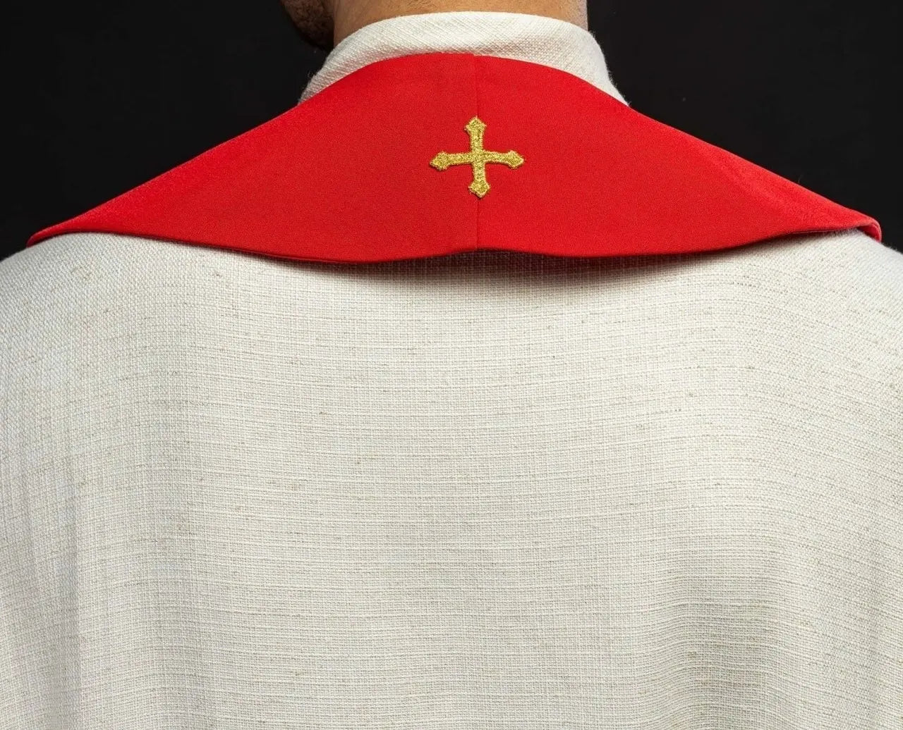 Embroidered stole Holy Spirit and Tongues of Fire Red