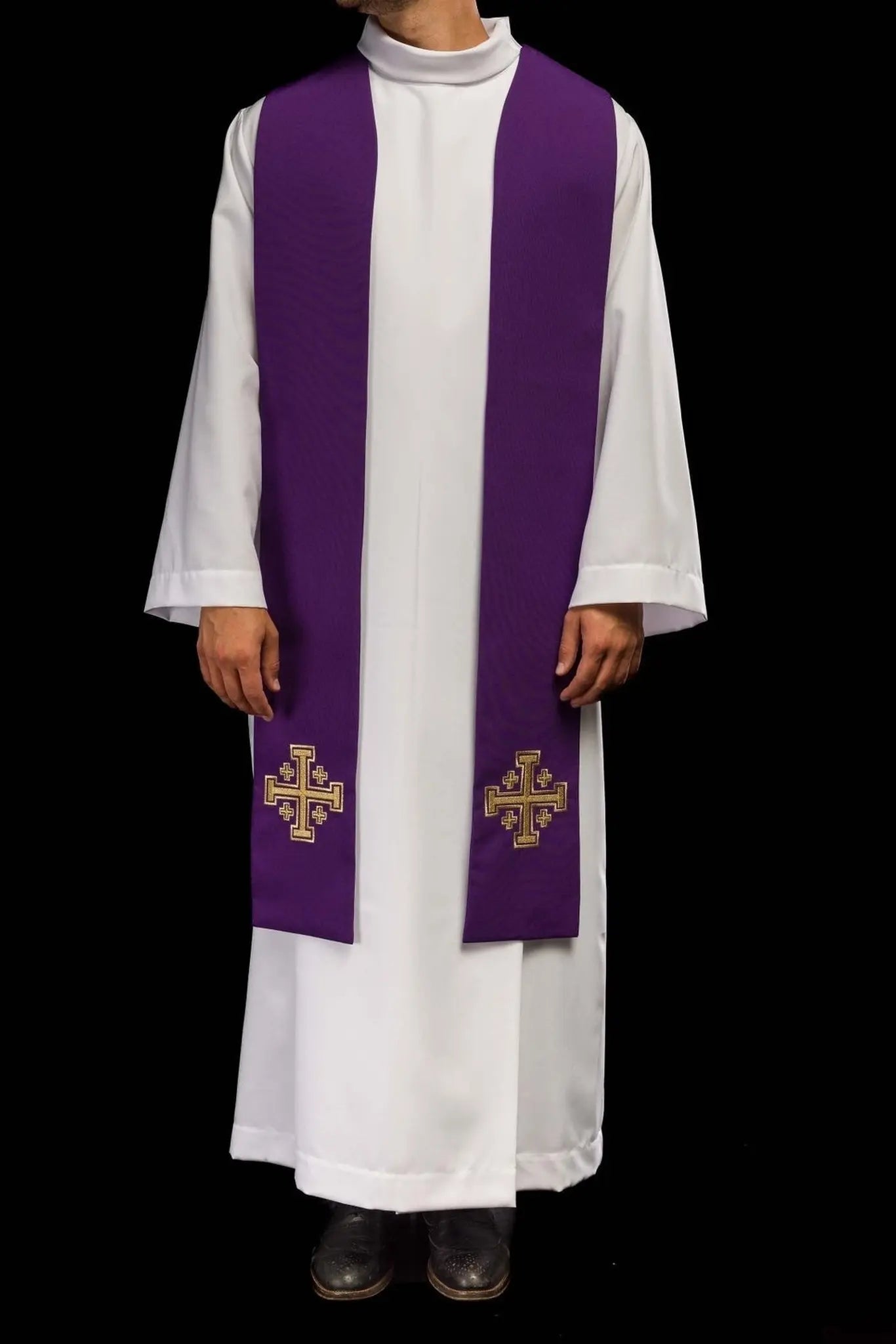 Embroidered stole Jerusalem Cross Purple