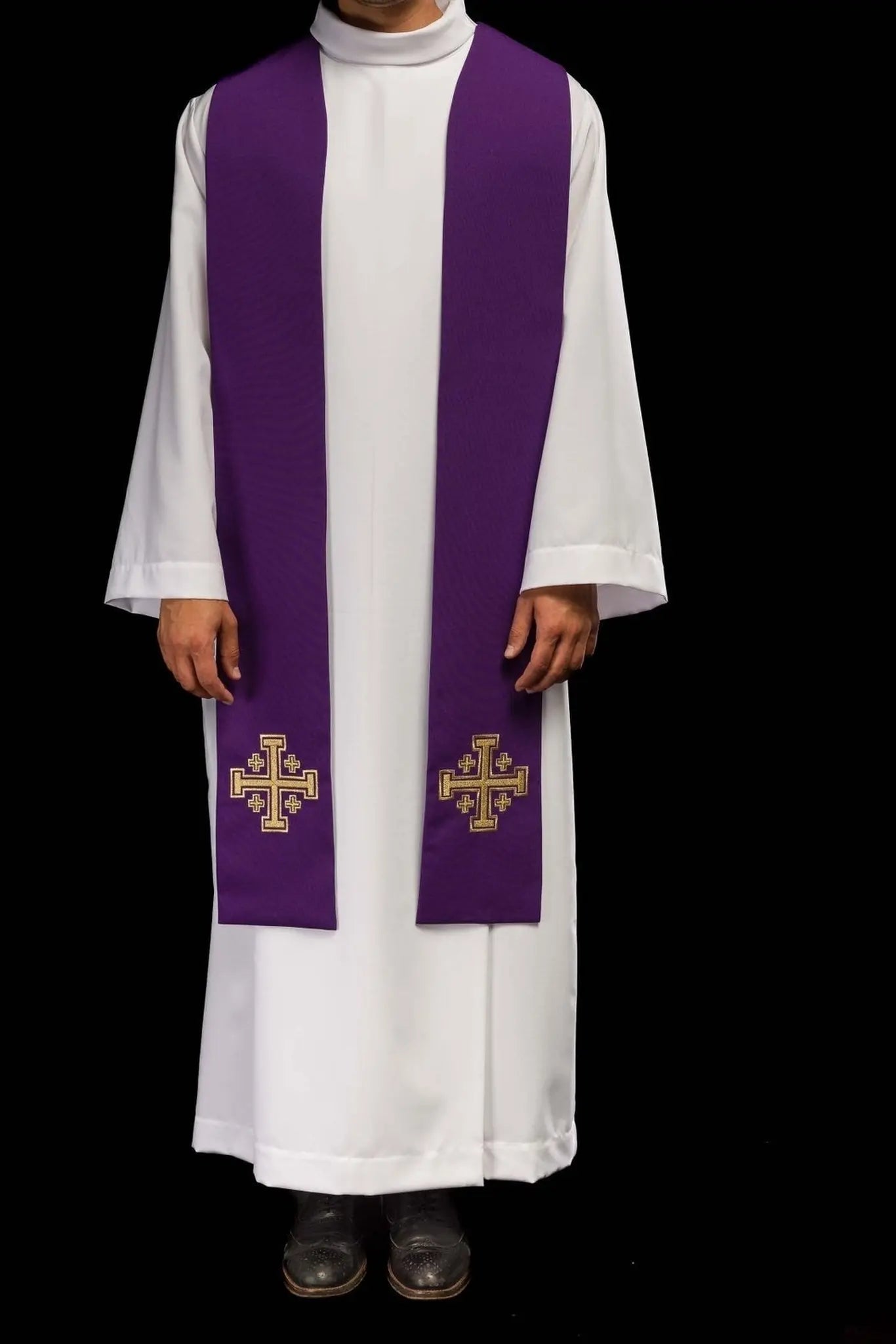 Embroidered stole Jerusalem Cross Purple