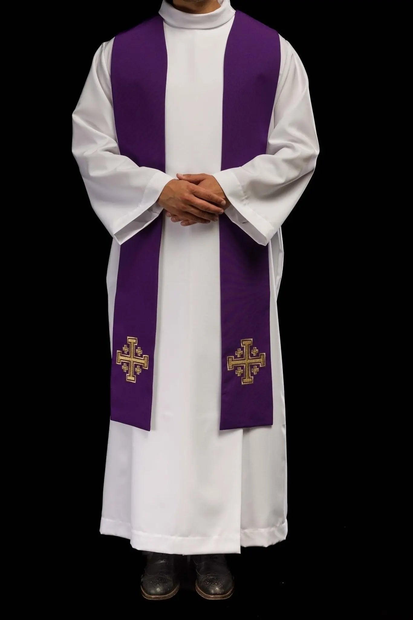 Embroidered stole Jerusalem Cross Purple