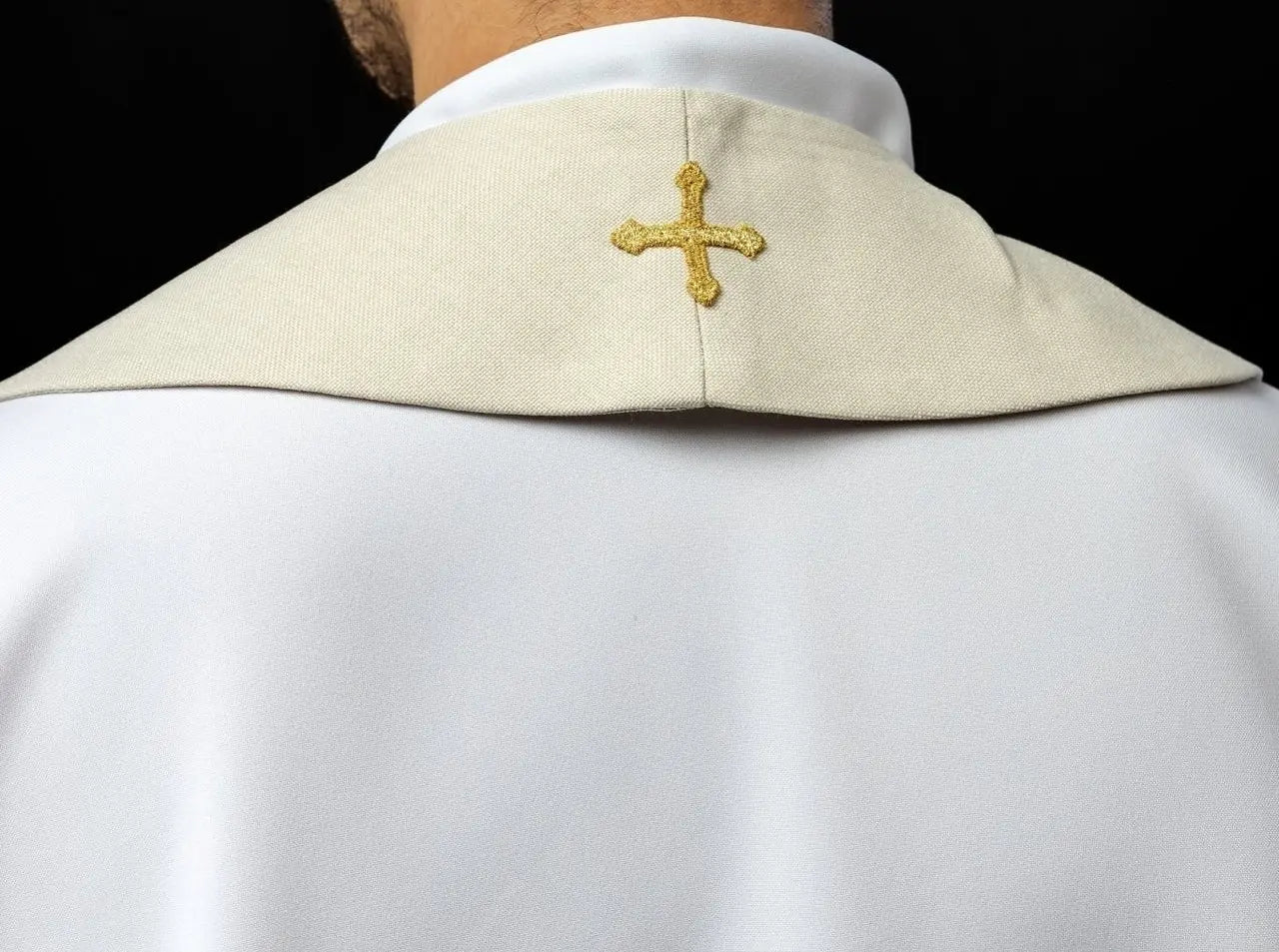 Embroidered stole with ecru crosses