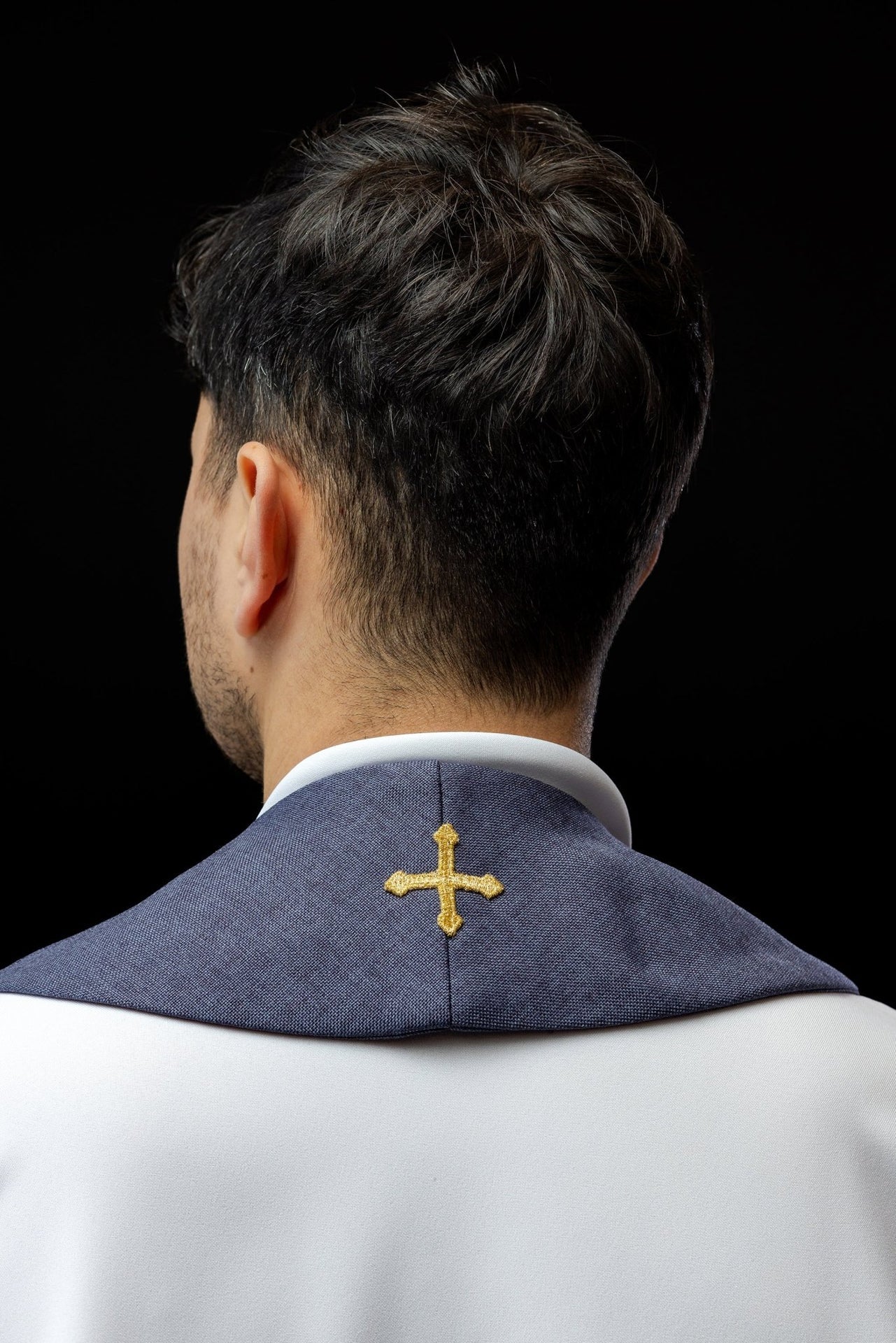 Stuła haftowana z krzyżami fioletowa