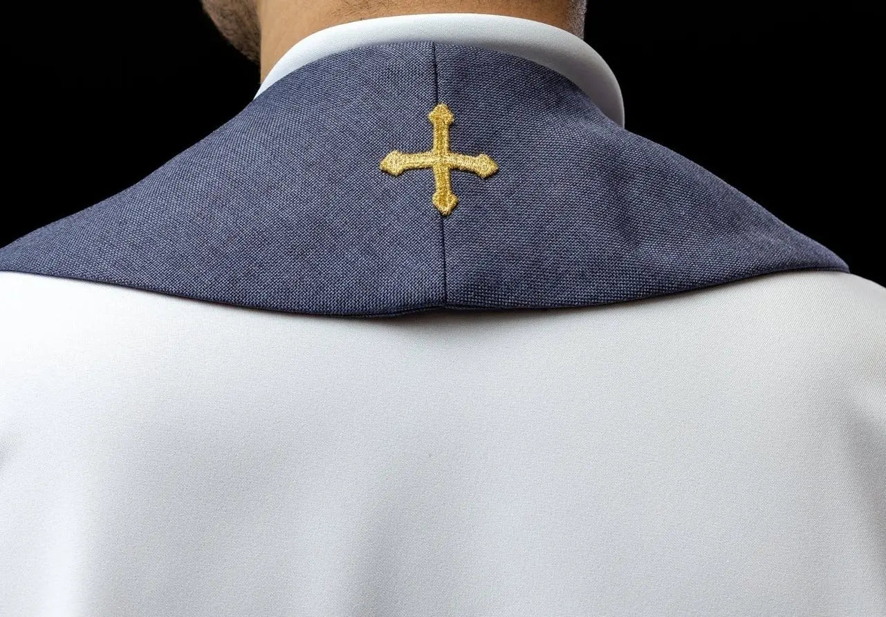 Embroidered stole with crosses purple