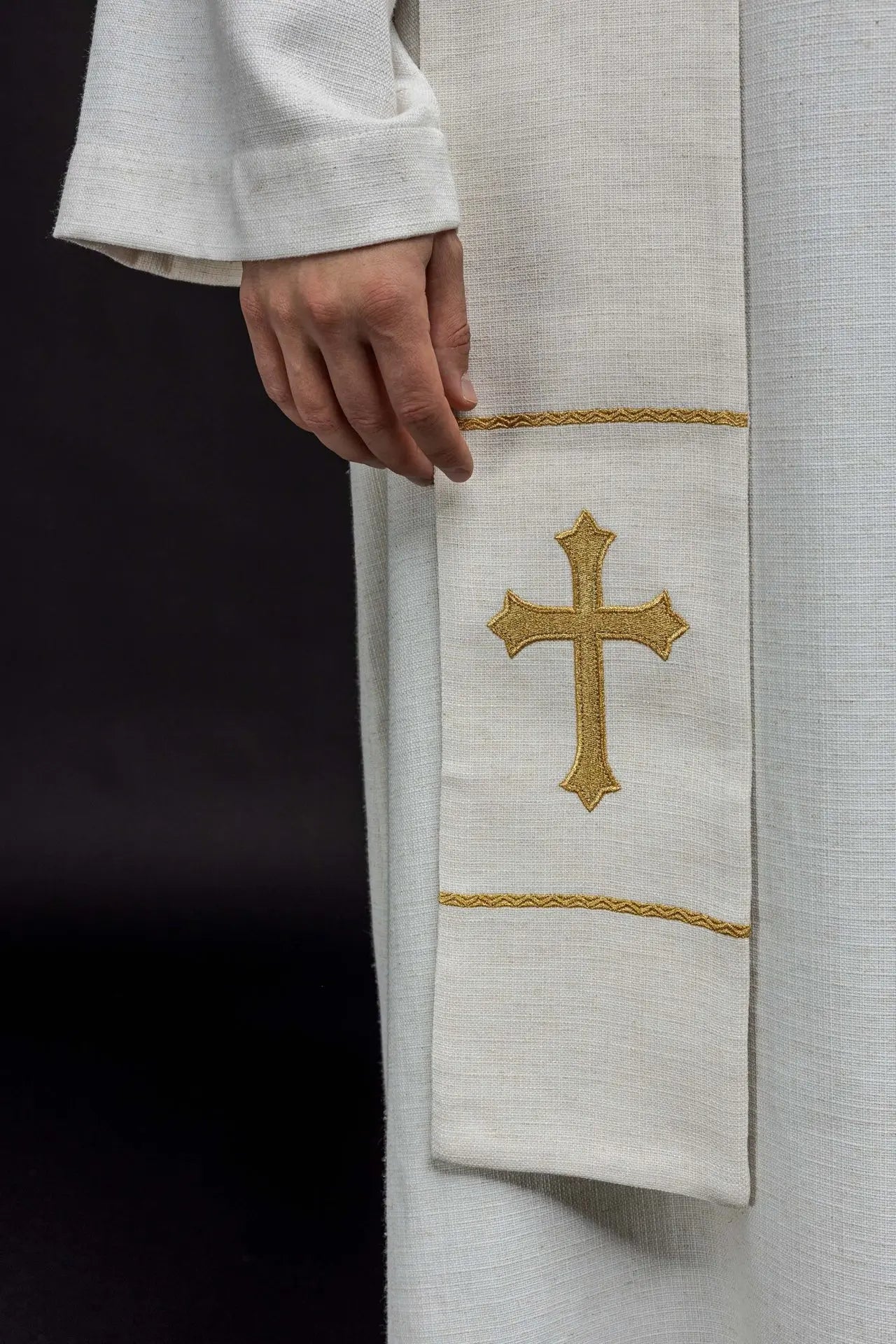 Embroidered Stole Featuring the Image of Jesus the Good Shepherd with a Lamb