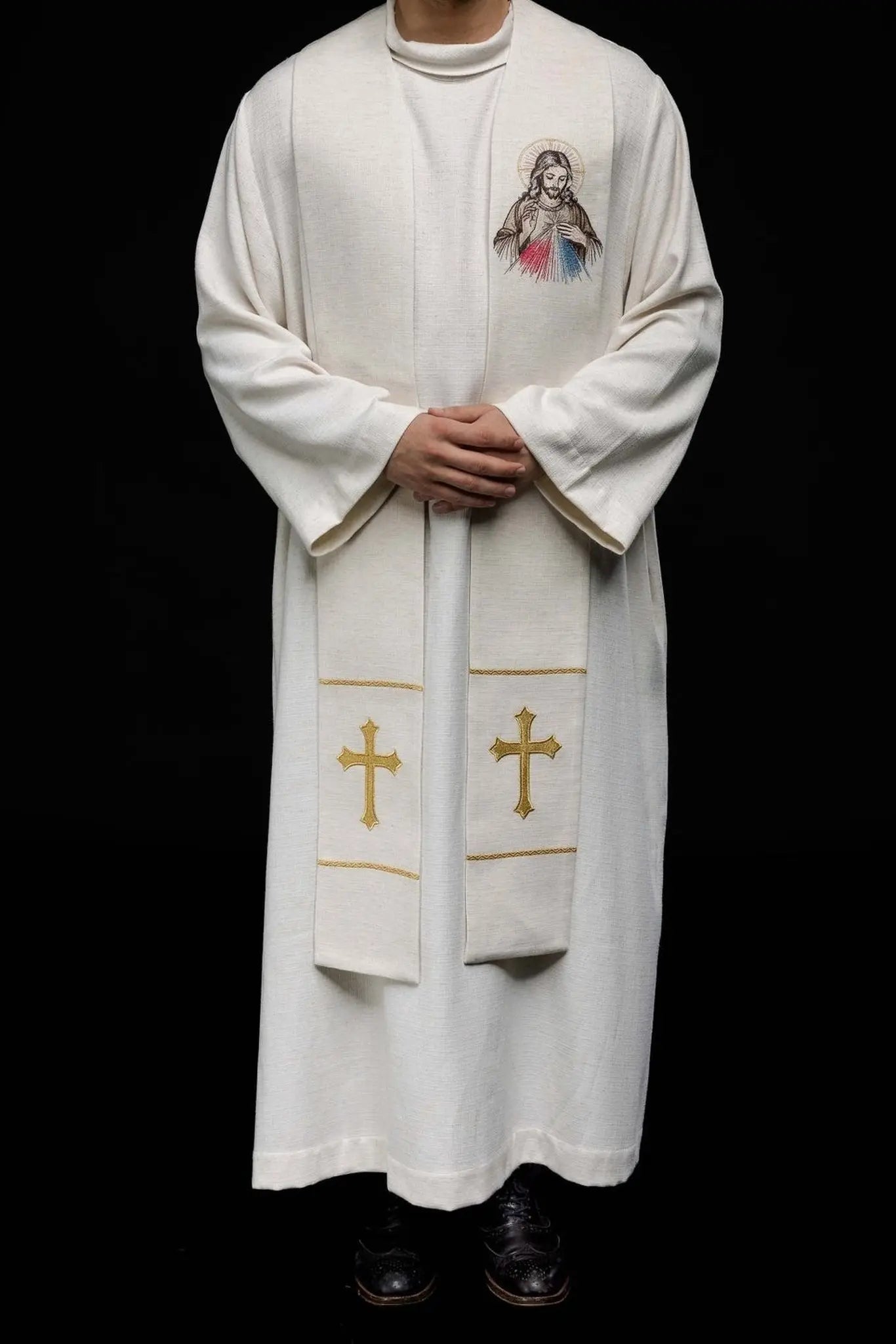 Étole brodée avec l'image de Jésus de la Divine Miséricorde