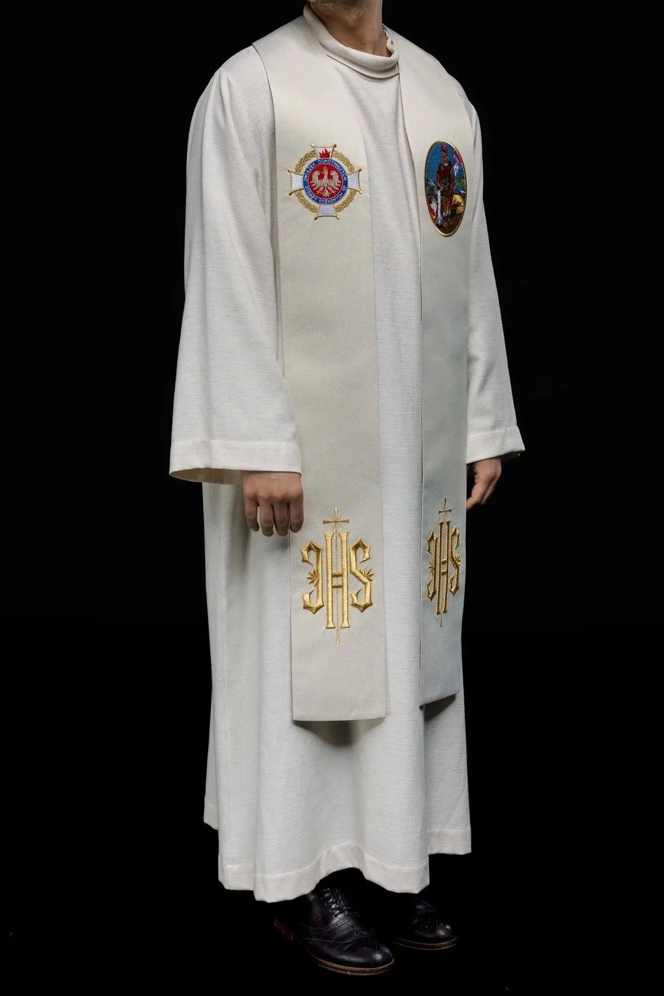 Embroidered Stole Featuring the Image of Saint Florian