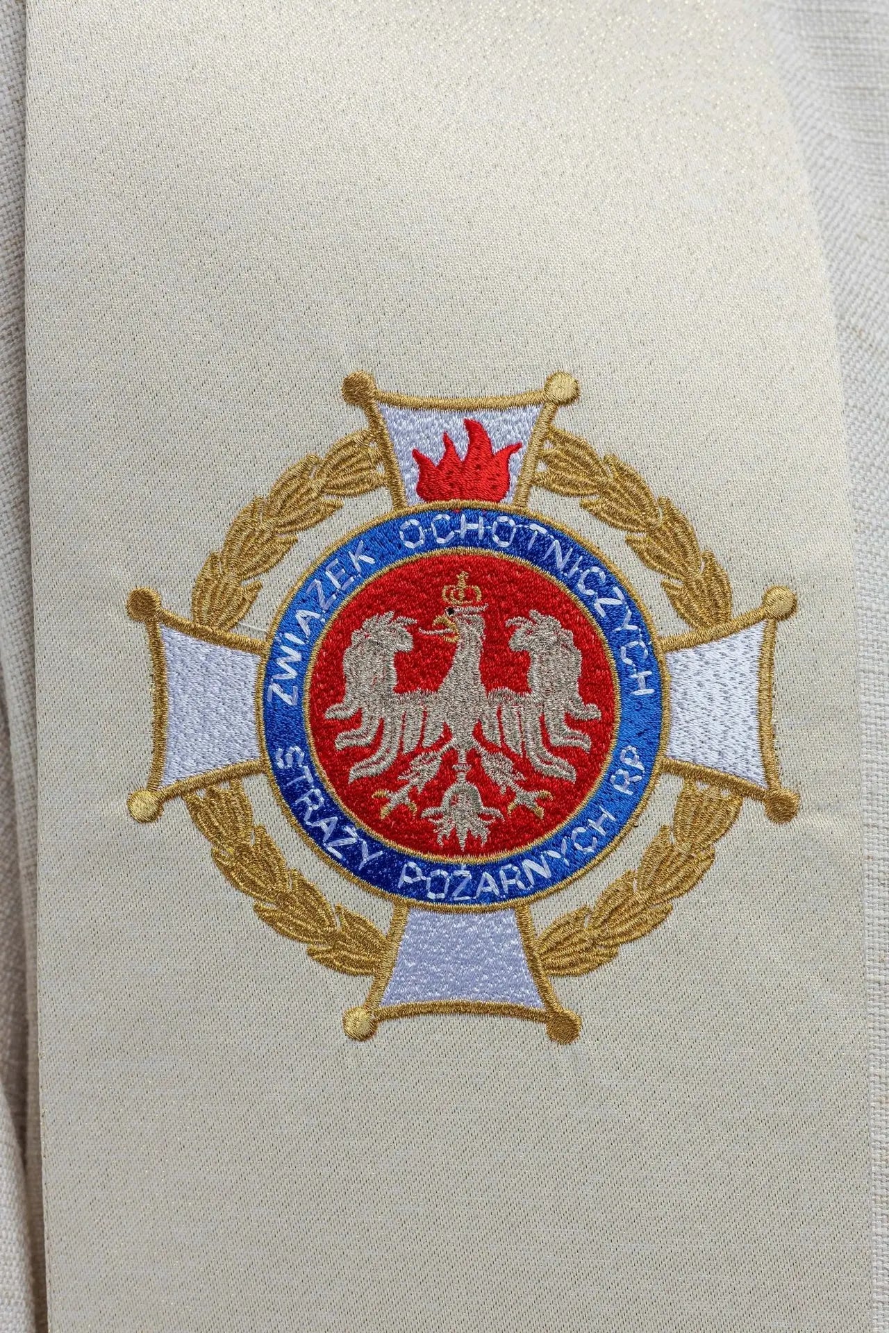 Embroidered Stole Featuring the Image of Saint Florian