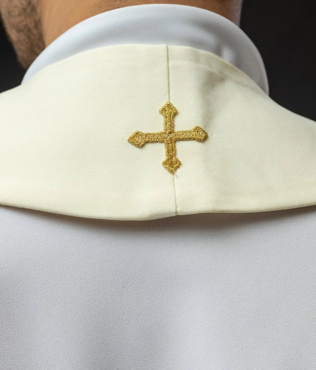 Embroidered stole decorated with IHS ecru