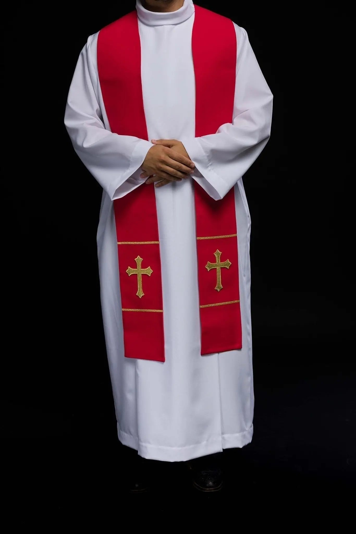 Priest's stole red embroidered Cross