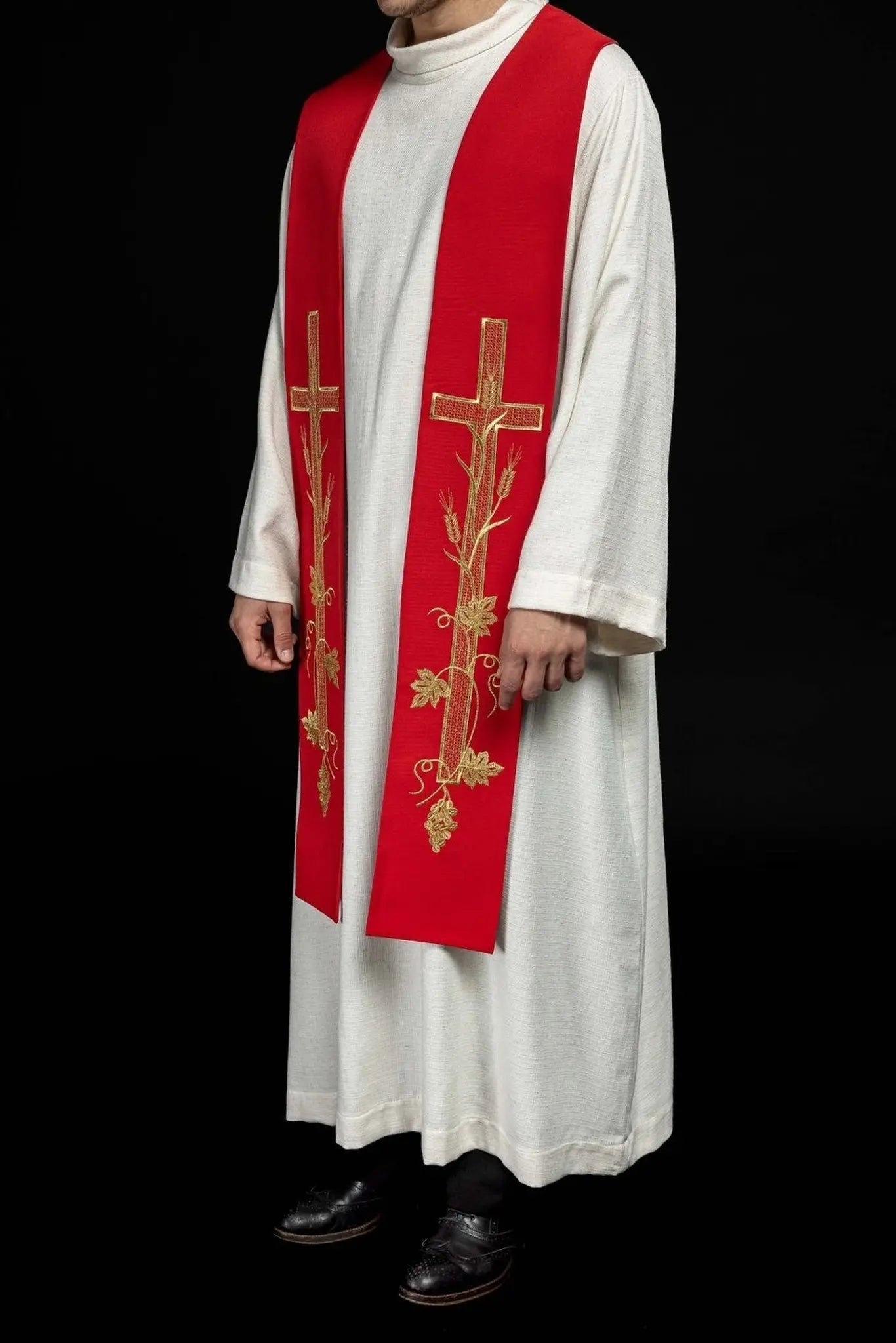 Priest's stole red embroidered Cross