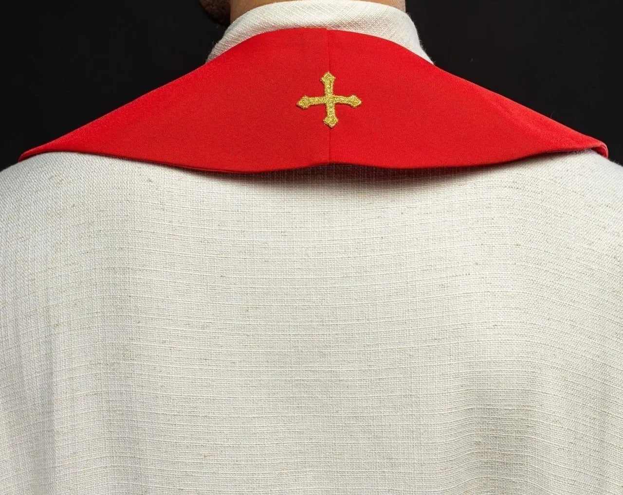 Priestly stole red embroidered Jerusalem Cross