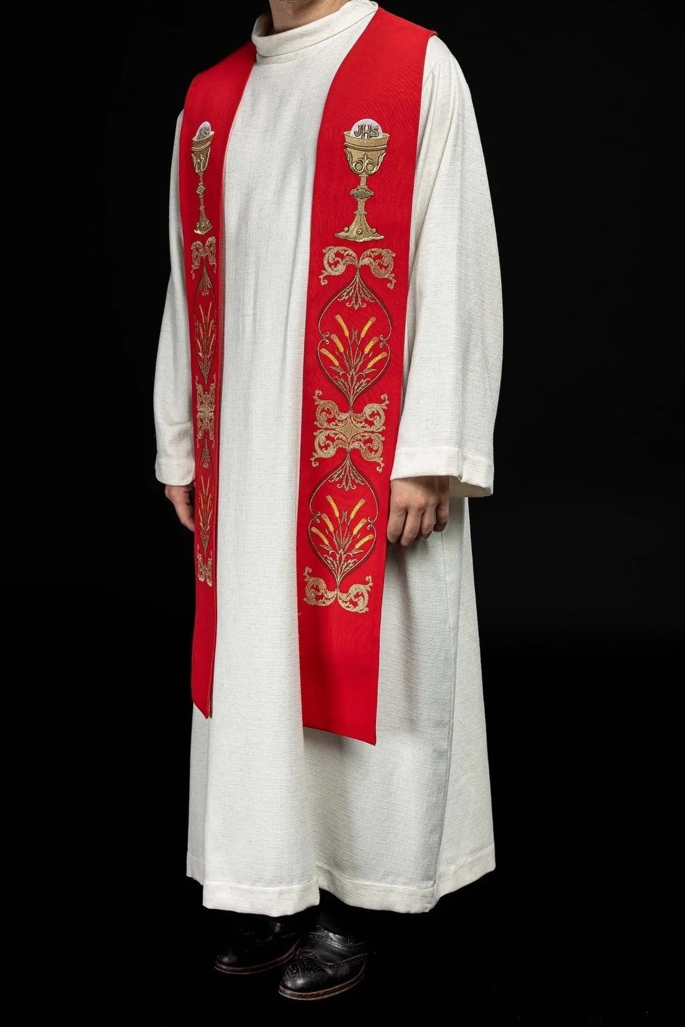 Priest's stole red chalice IHS