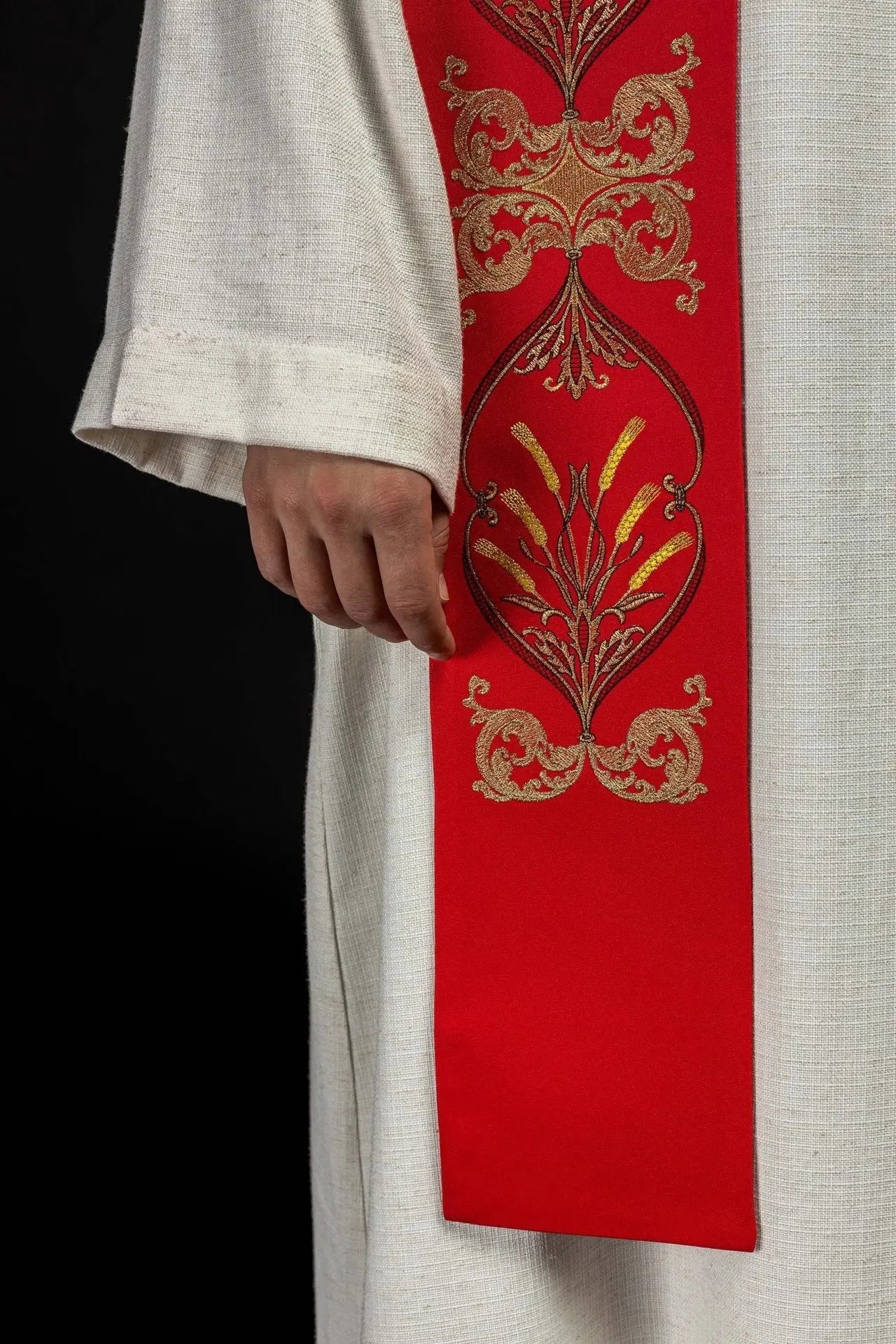 Priest's stole red chalice IHS