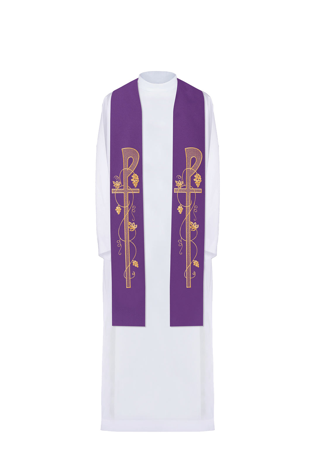 Stuła kapłańska fioletowa haftowana