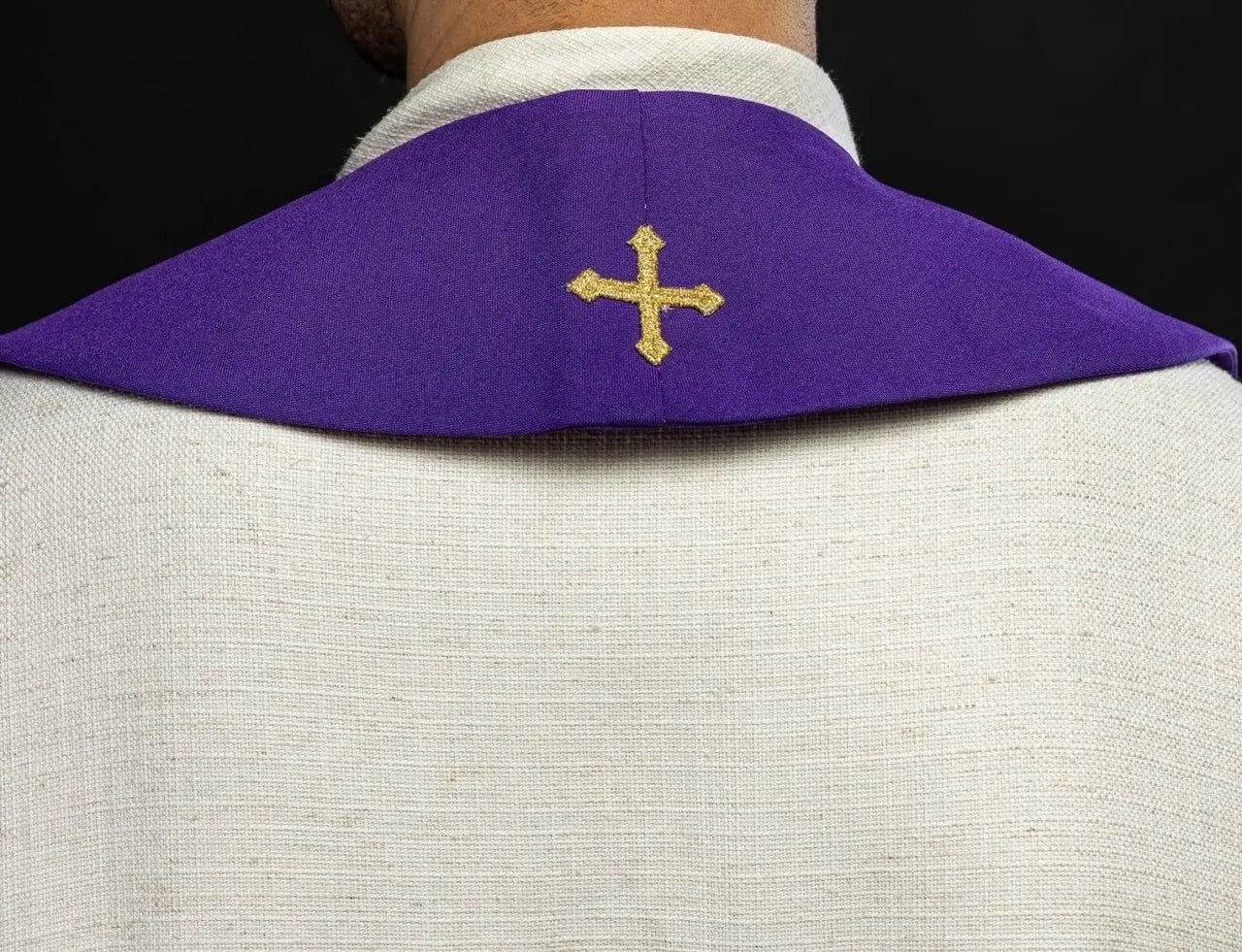Priest's stole purple embroidered Cross
