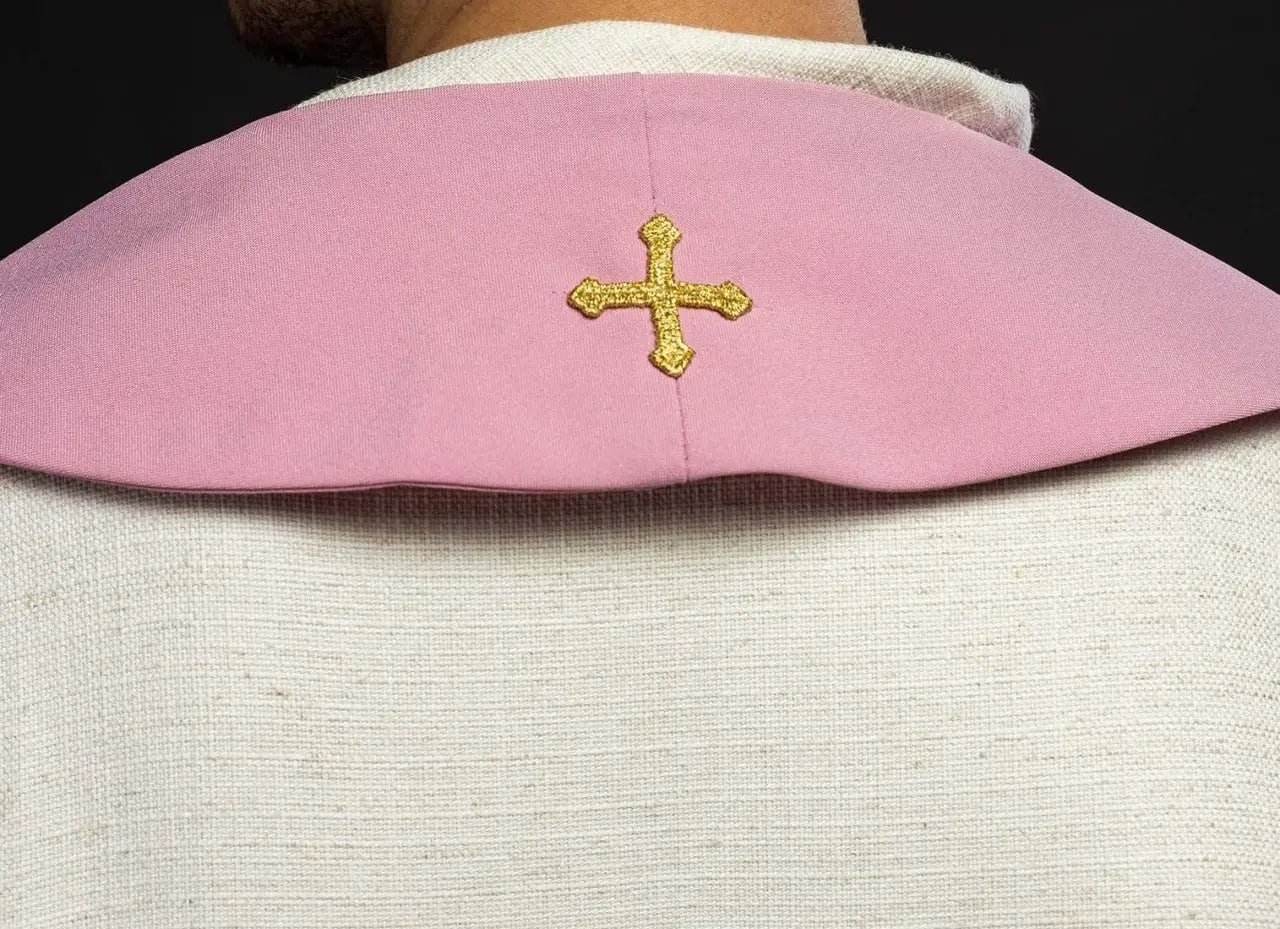 Embroidered priest's stole IHS Pink