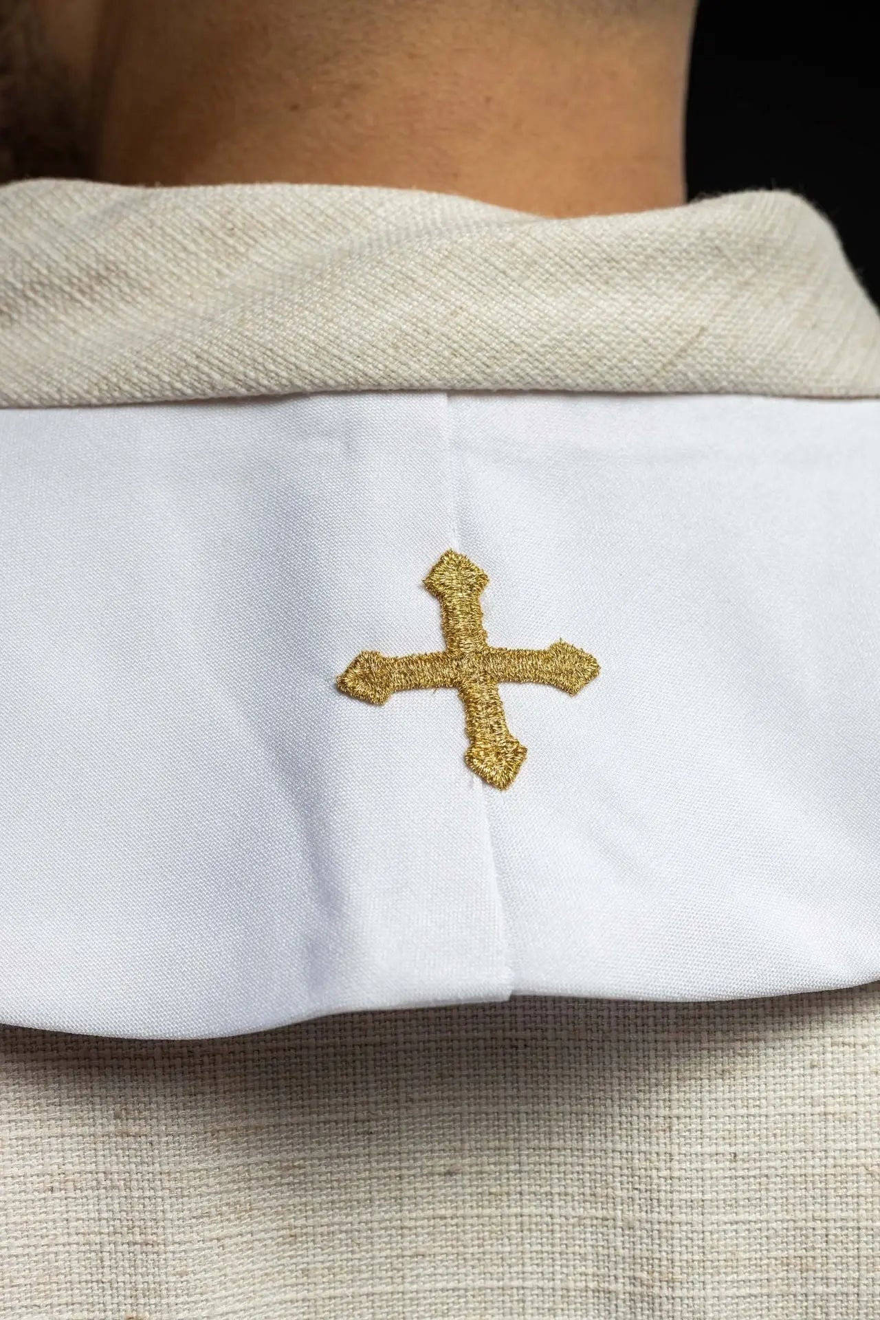 Étola sacerdotale mariale brodée blanche