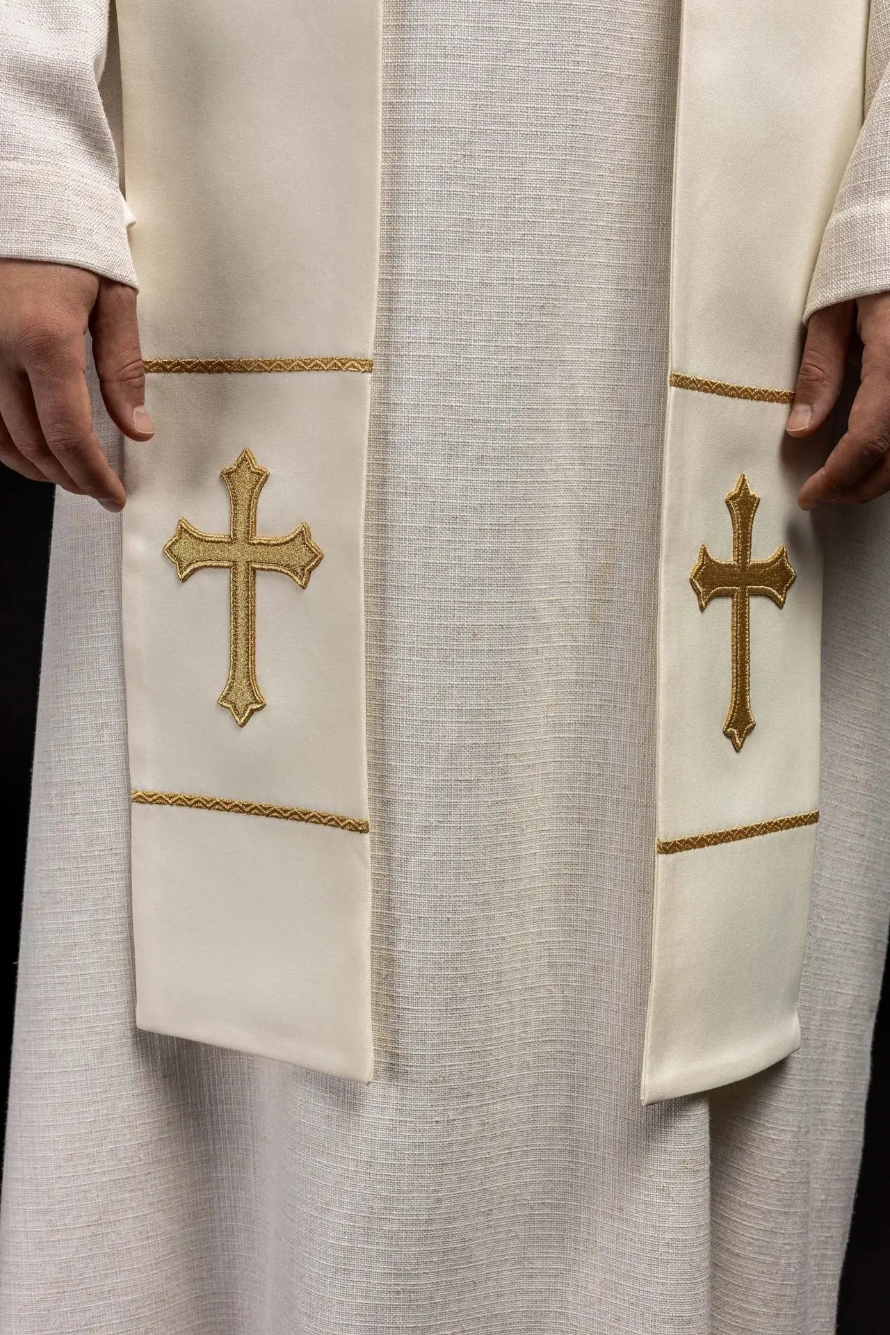 Priestly stole Merciful Jesus, Jesus I trust in you ecru