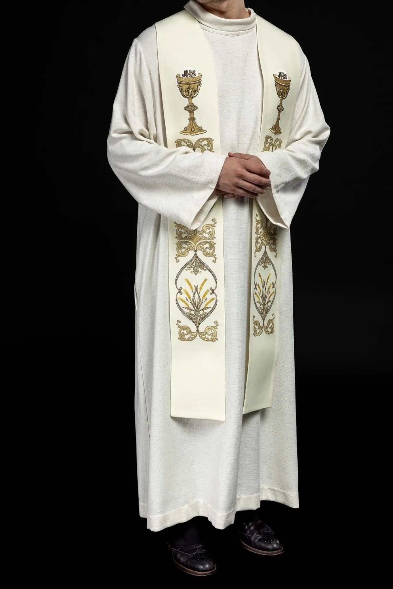 Priest's stole chalice IHS ecru