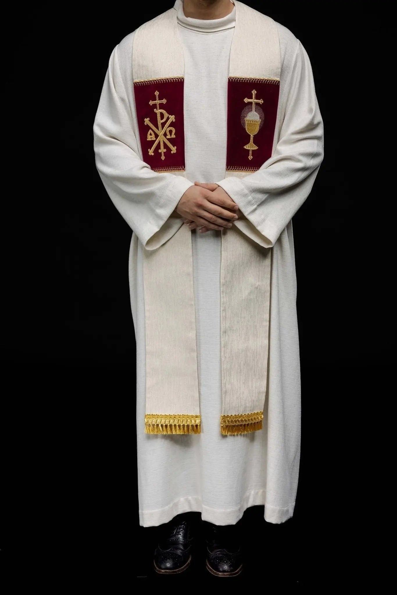 Stole with Embroidered Eucharistic Chalice and PAX
